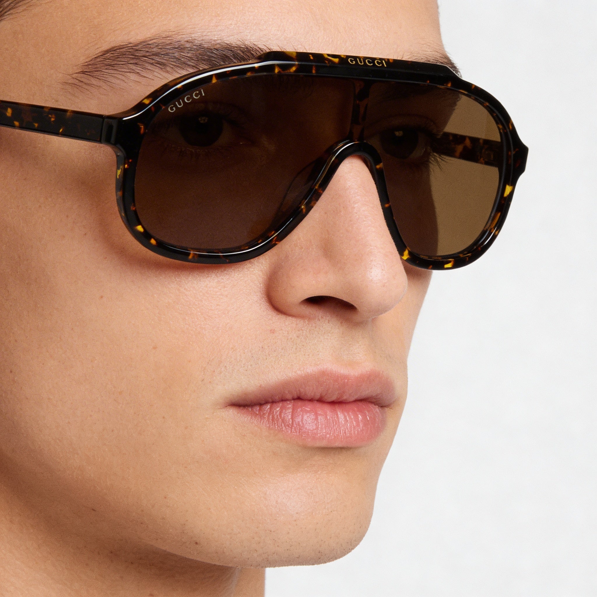 Gucci Men's Aviator GG1038S Havana Brown Acetate Sunglasses with Brown Lenses & UV Protection 99mm, Photo 4