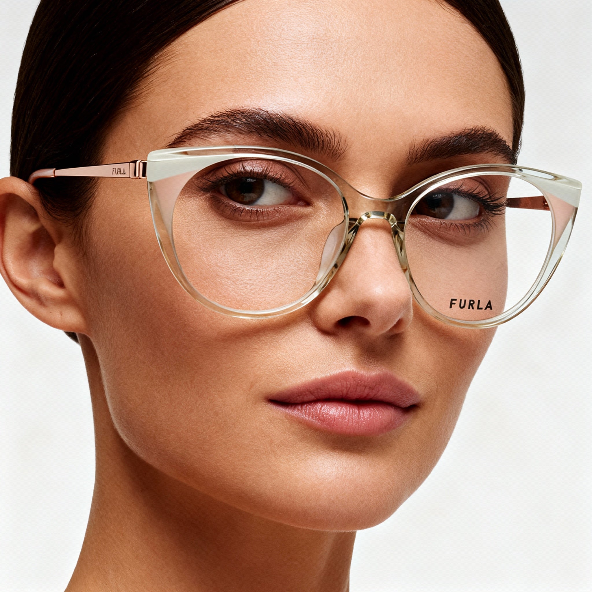 Furla VFU722V Women's Casual Acetate Frame Eyeglasses Grigio/Verde Lucido Non-Polarized 53mm, Photo 4