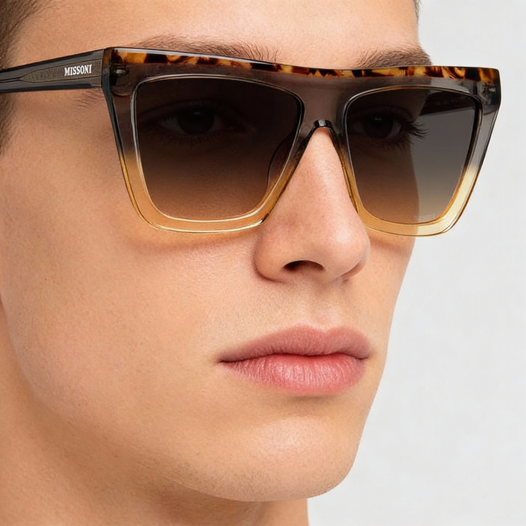 Gafas de sol unisex clásicas Missoni de acetato no polarizadas, montura gris ocre marrón ocre, lentes marrón ocre, 59 mm, Photo 4