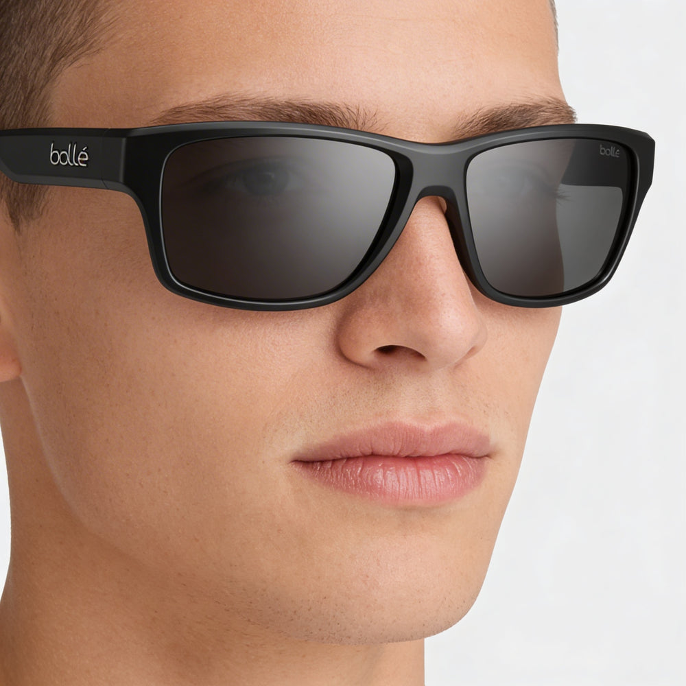 bollé STATUS Unisex Rectangular Polarized Sunglasses Black Matte