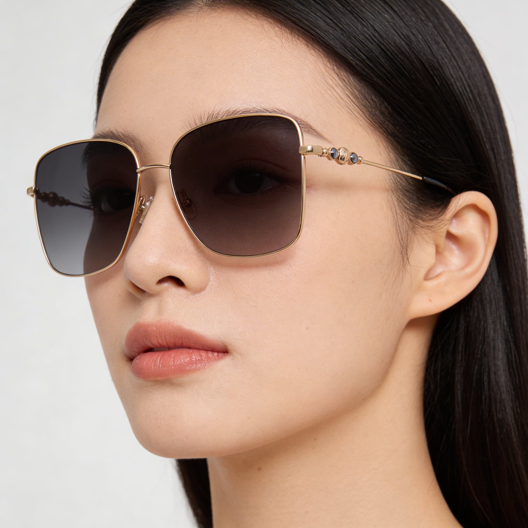 JIMMY CHOO Hester/S Women's Black Gold Stainless Steel Square Grey Gradient 100% UV Protection 59mm Sunglasses, Photo 4