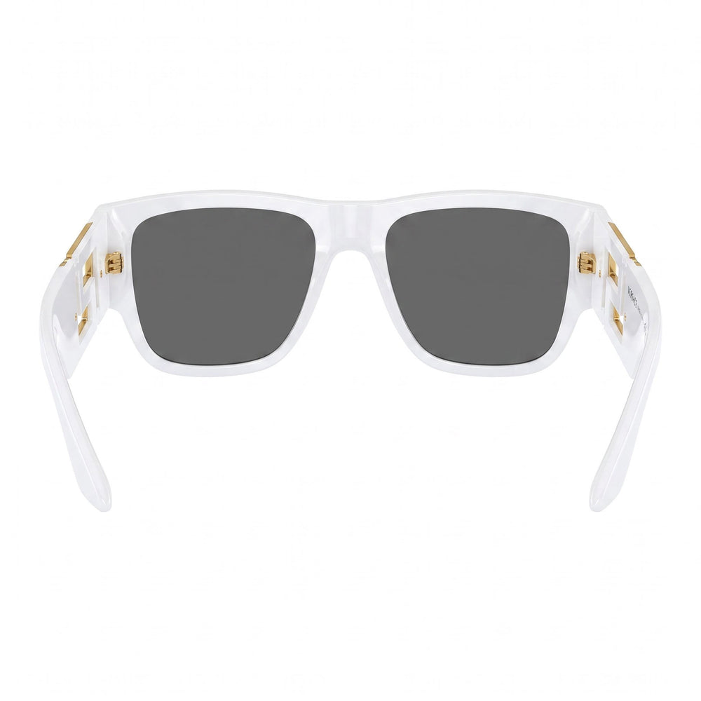 Gafas de sol unisex Versace Ve 4403, armazón de aluminio blanco gris oscuro, lentes UV gris oscuro de 57 mm