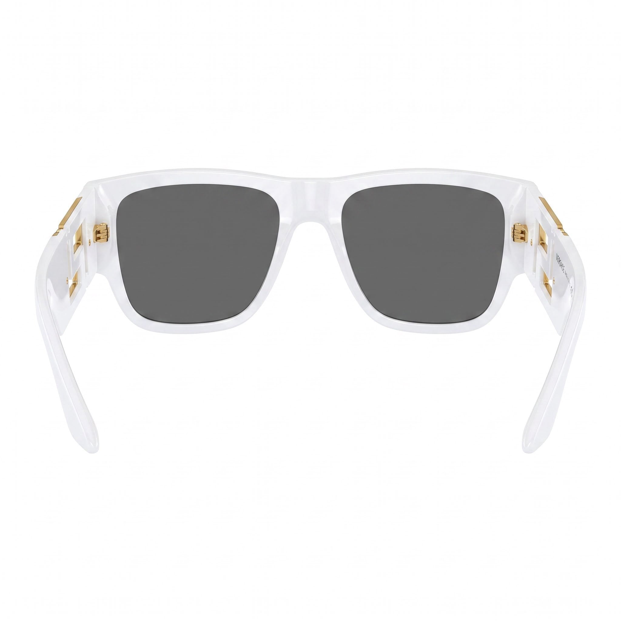 Gafas de sol unisex Versace Ve 4403, armazón de aluminio blanco gris oscuro, lentes UV gris oscuro de 57 mm, Photo 3