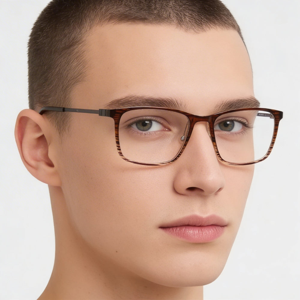 Gafas unisex Flexon Ep8011, montura de acetato en marrón grisáceo, lentes de policarbonato, tamaño 53 mm