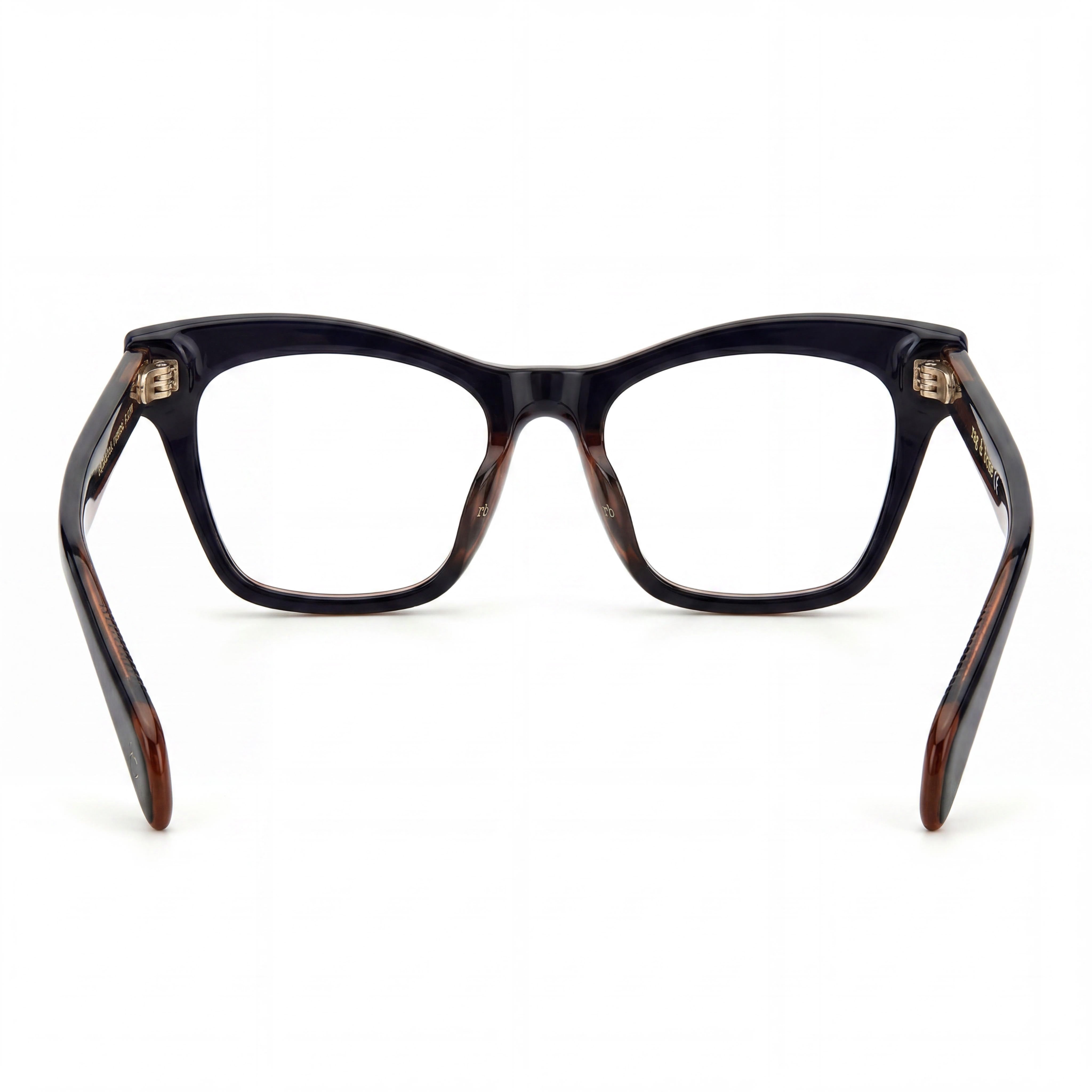 Rag & Bone Cat Eye Eyeglasses for Unisex, Blue Brown Plastic Frame with Light Adaptive Lenses, Size 51-17-140, Photo 2