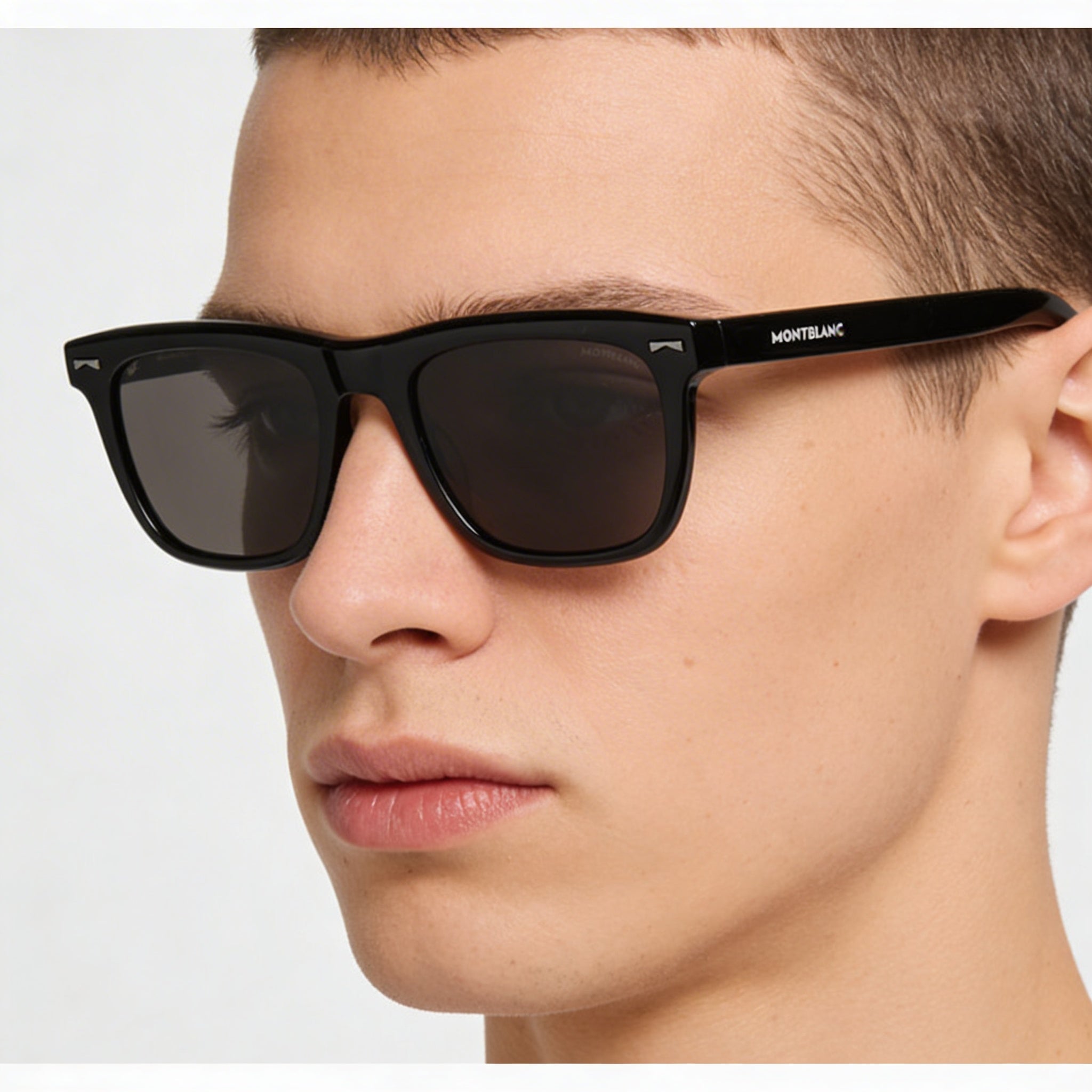 MONTBLANC Gafas de Sol Clásicas Unisex de Acetato con Montura Multicolor y Lentes Negras Grises de 56mm con Protección UV, Photo 4