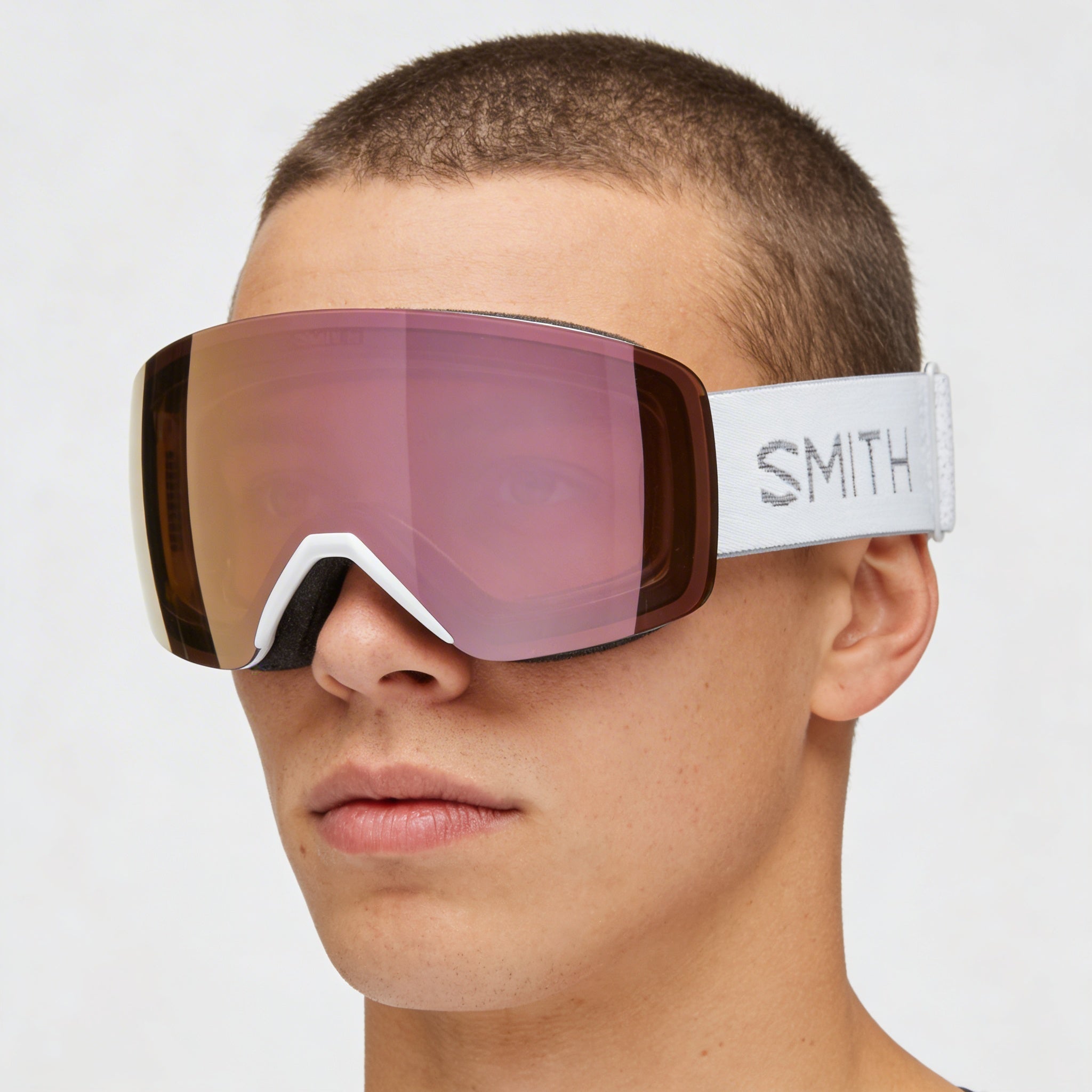 Gafas de nieve SMITH unisex, de punto grueso blanco, antivaho, con lente de espejo ChromaPop Everyday Rose Gold, Photo 3
