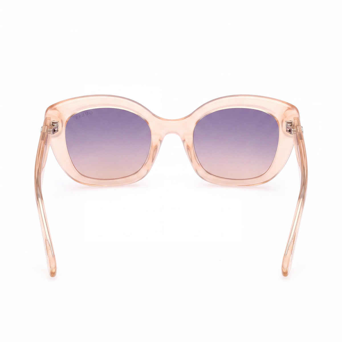 GUESS Gafas de sol de plástico con protección UV ojo de gato para mujer, violeta degradado naranja brillante, 51 mm, Photo 4