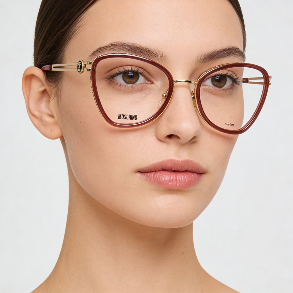 Gafas de sol clásicas vintage Moschino Mos584 para mujer en color burdeos con lentes de policarbonato de 52 mm