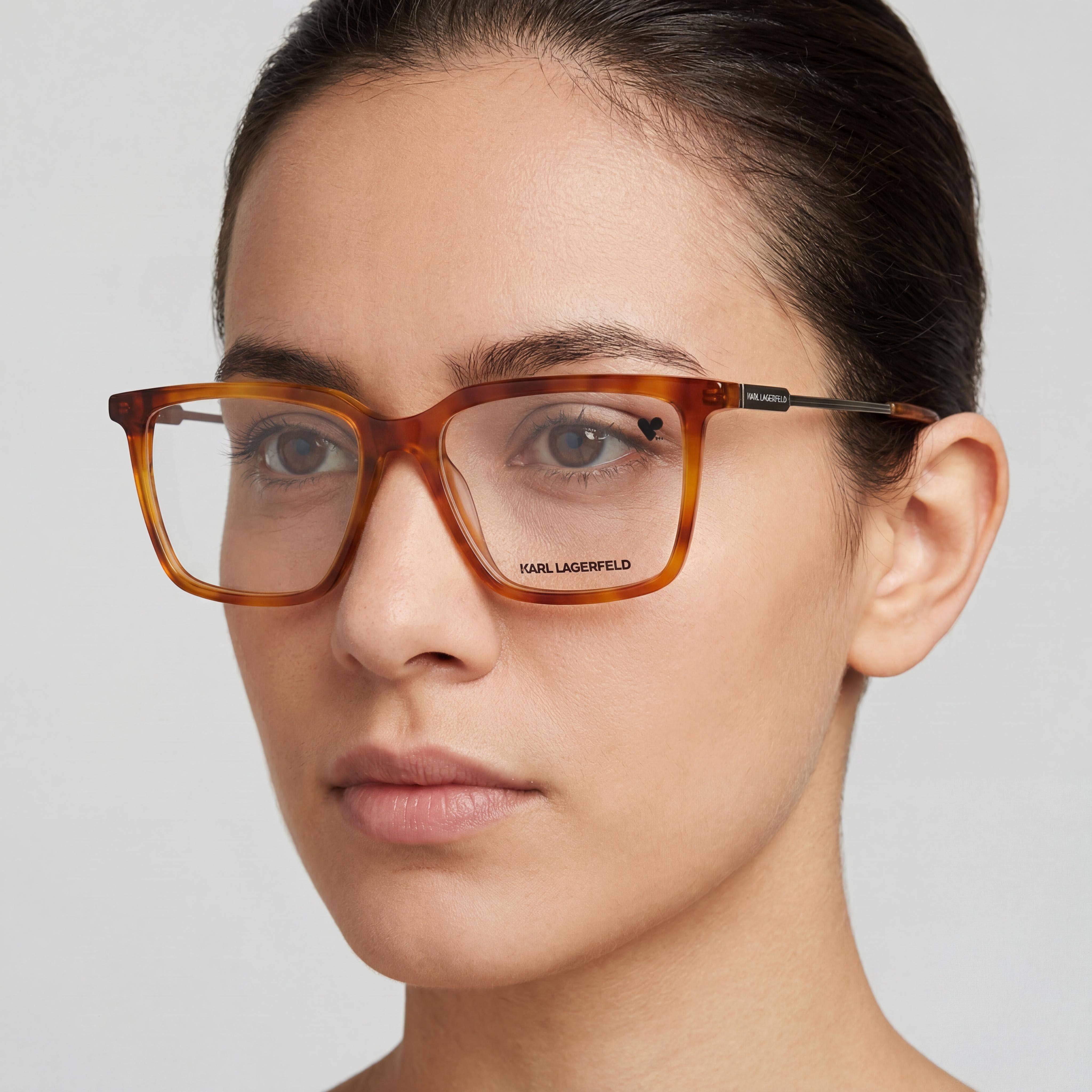 KARL LAGERFELD Modern Unisex Eyewear with Tortoise-colored Acetate Frame and Polycarbonate Lenses 55mm, Photo 4
