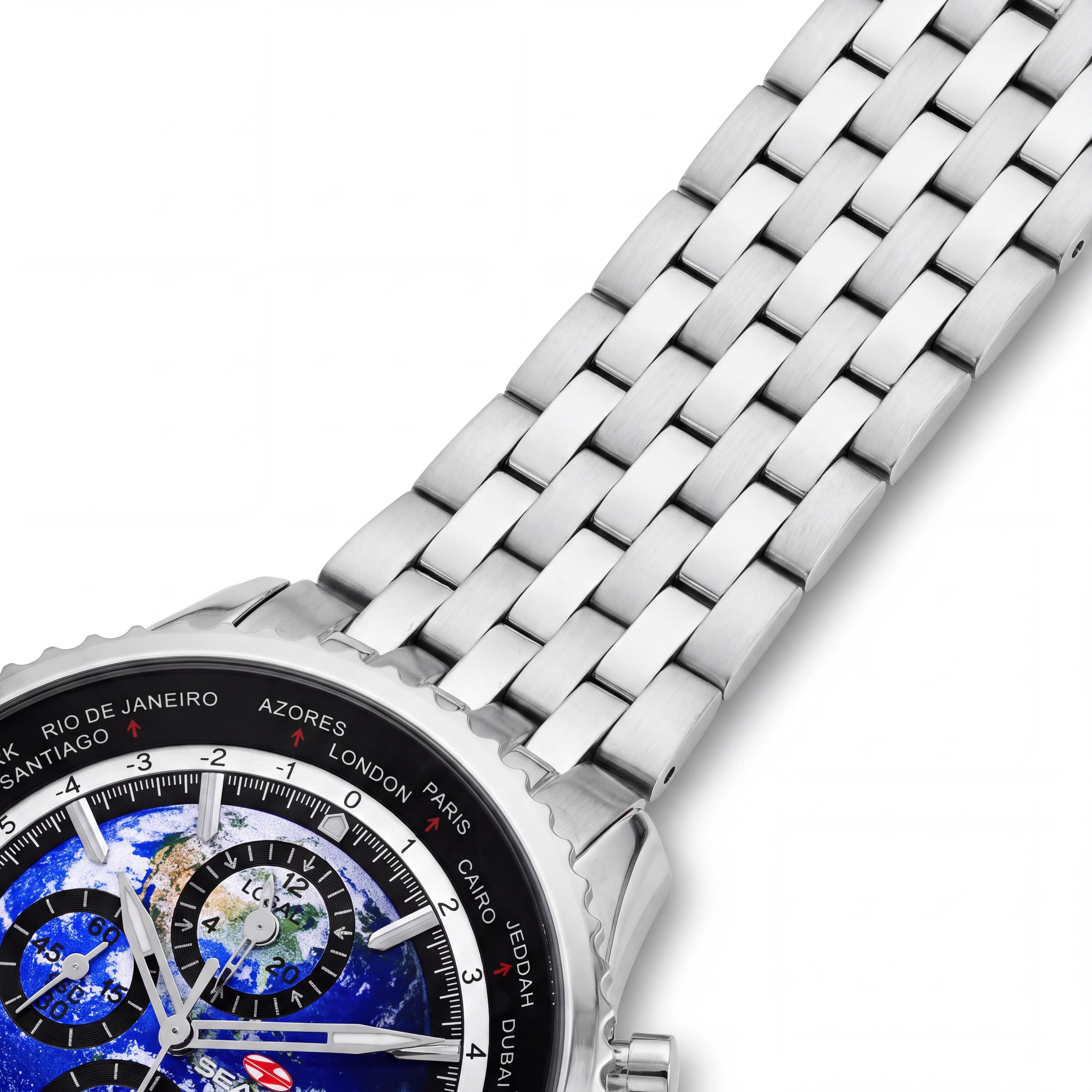 Reloj Seapro para hombre con movimiento de cuarzo, esfera azul, temporizador mundial, GMT y funciones de despertador., Photo 3