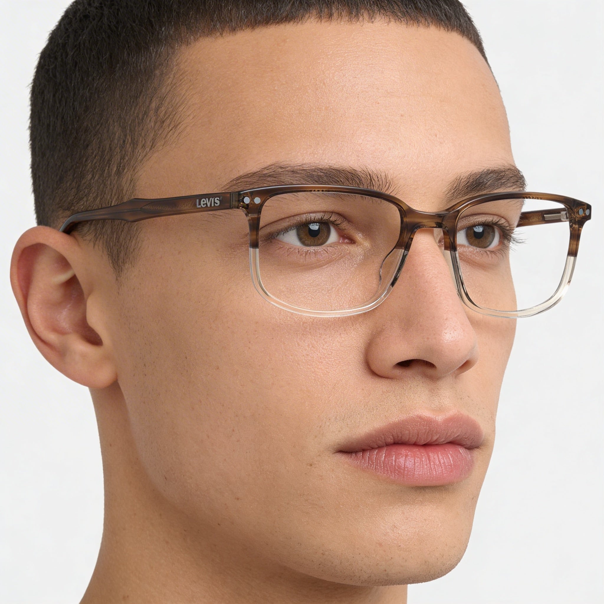 Gafas graduadas Levi's para hombre, de plástico, con montura de cuerno marrón, sin montura óptica, 54-19-145, Photo 5