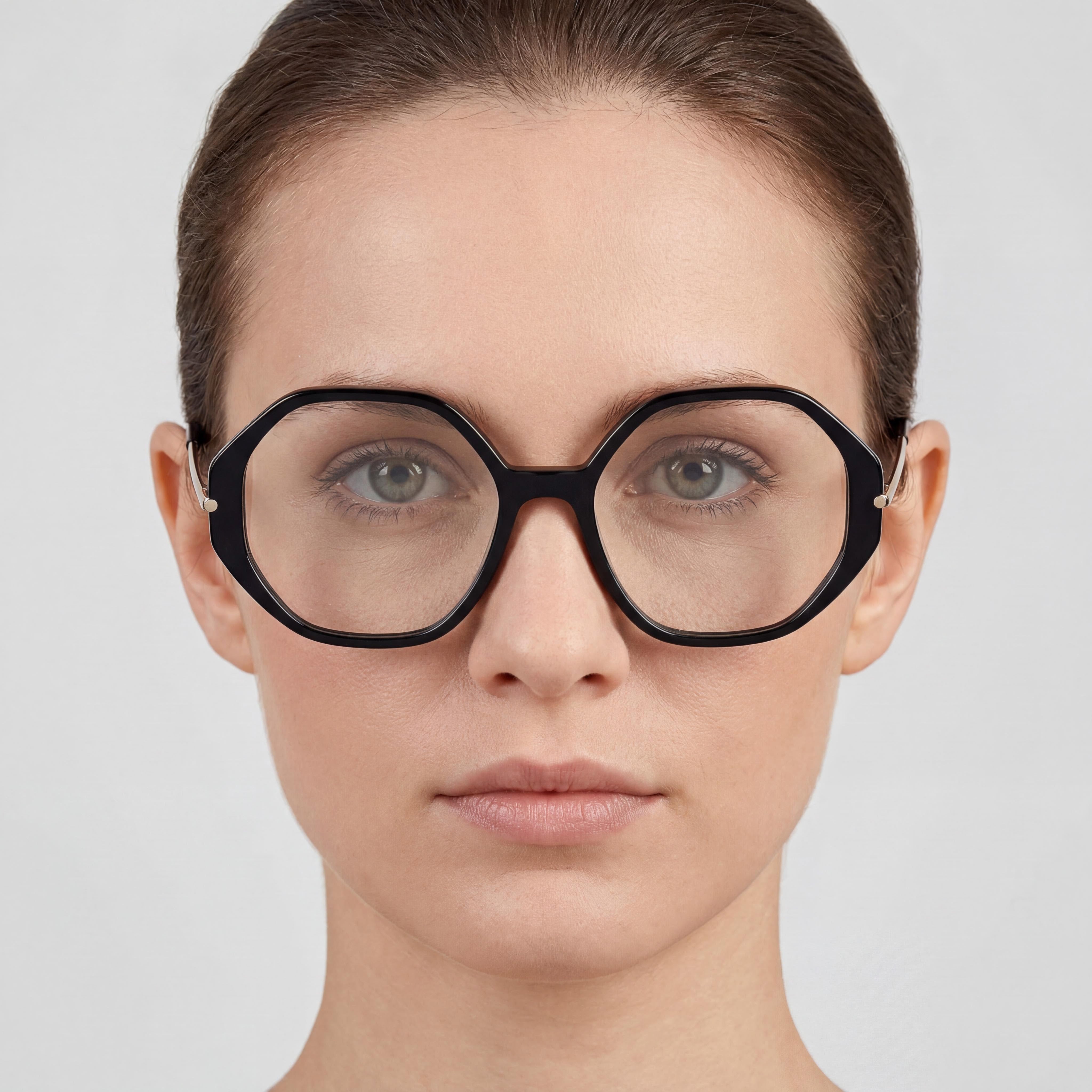 MaxMara Modern Women's Non- Pantographed Plastic Eyeglasses in Black, Pale Gold (54-18-145), Photo 4