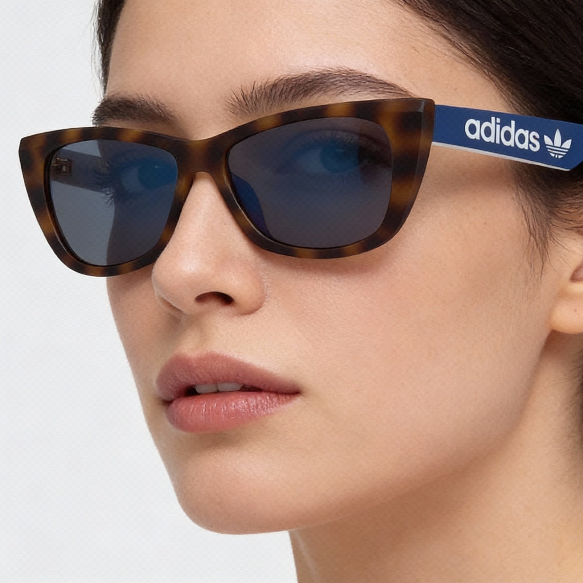 Gafas de sol adidas Originals Contemporaneo para mujer, forma de gato, de plástico, con montura marrón/azul, espejadas, azules, no polarizadas, 55 mm, Photo 4
