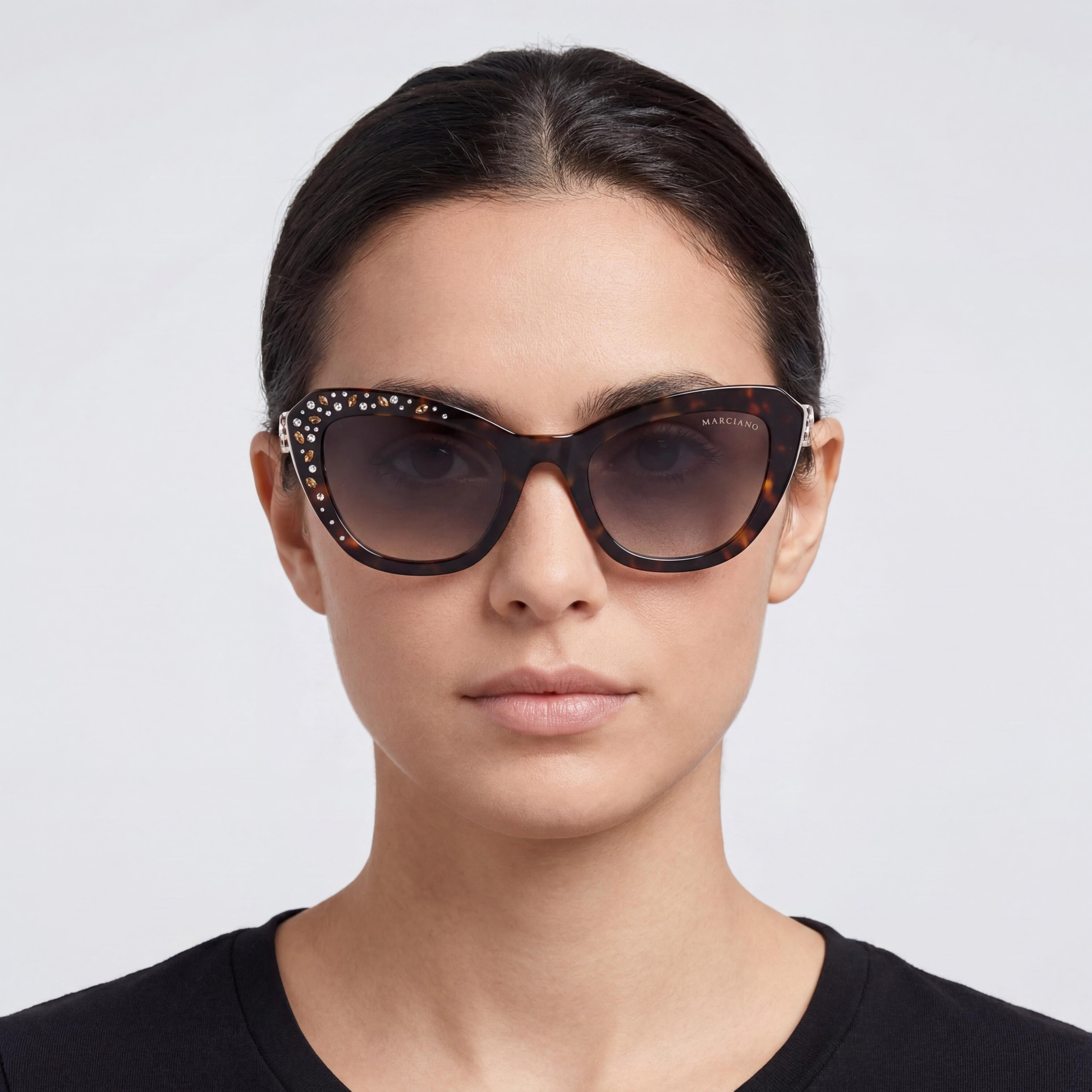 Gafas con montura de plástico para mujer GUESS by Marciano Gm00016 en Dark Havana con lentes de policarbonato negras 53/22/140, Photo 3