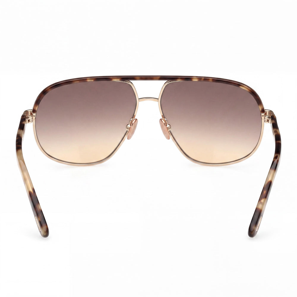 Tom Ford MAXWELL FT 1019 Unisex Metal Sunglasses Rose Gold Brown Shaded Gradient Brown Lens 59-13-140mm