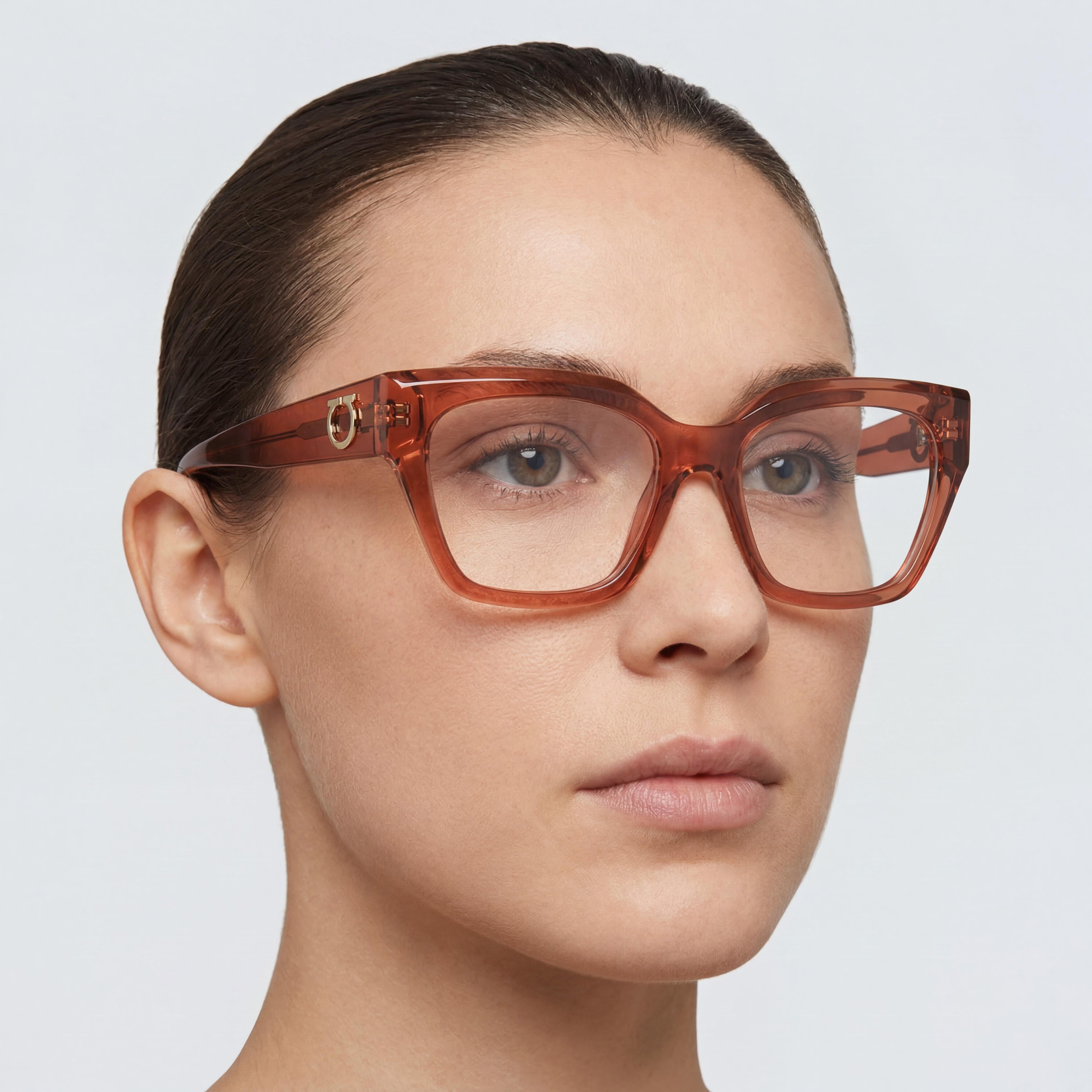 Ferragamo Unisex Lightweight Eyewear Transparent Rust INJECTED ACETATE Non-Polarized Multicoloured Lenses 53mm, Photo 5