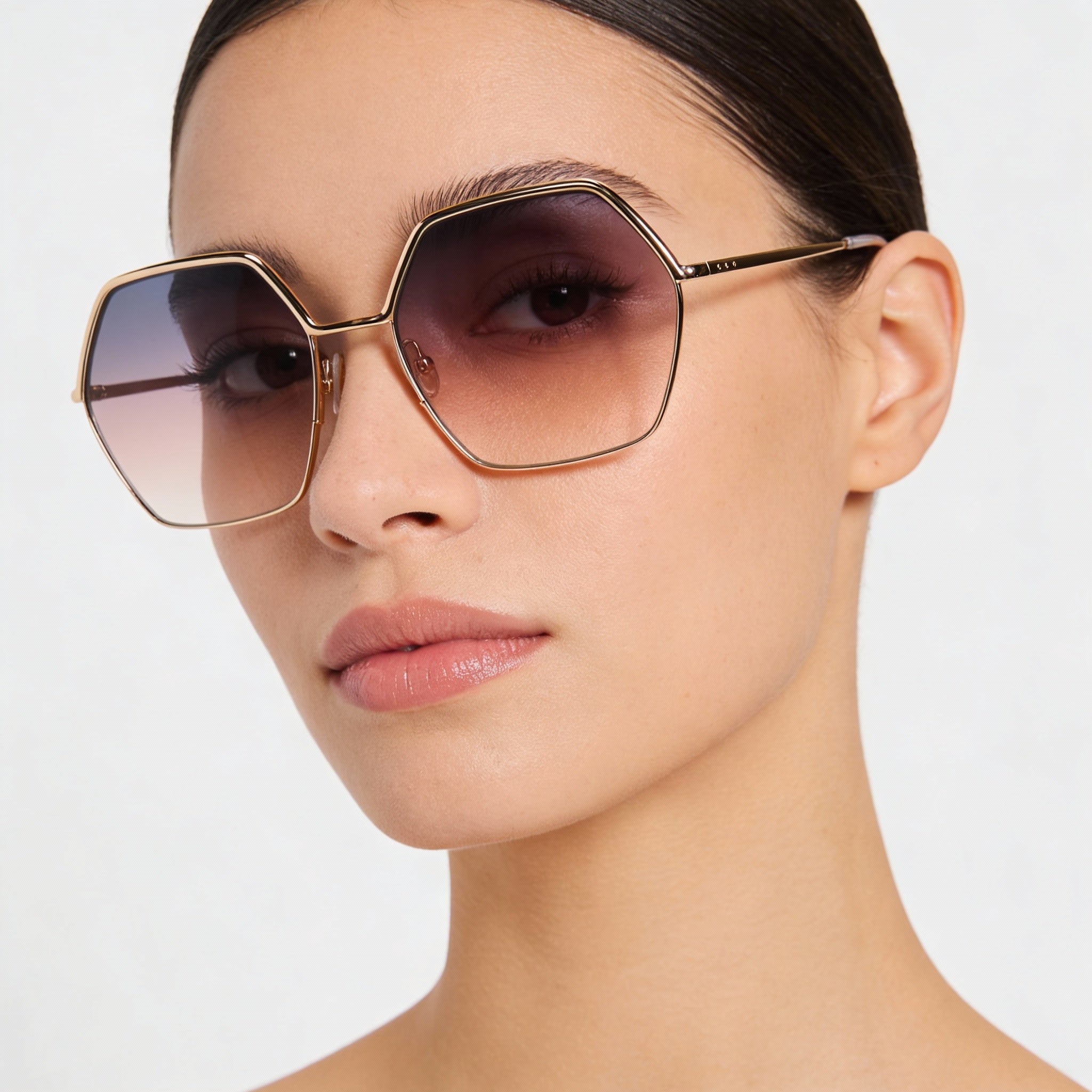 Gafas de sol Isabel Marant Thin Metal Edgy para mujer, de acero inoxidable, color oro rosa y gris, con protección UV y lentes moradas, 59 mm, Photo 4