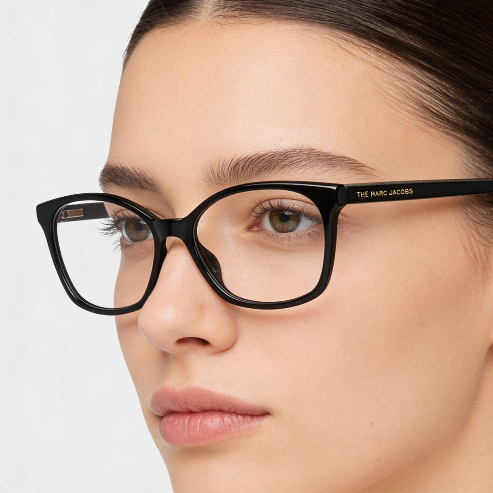 Gafas Marc Jacobs Marc 464 de Acetato Cuadradas de Montura Completa para Mujer en Color Negro, Ancho de Lente de 53 mm