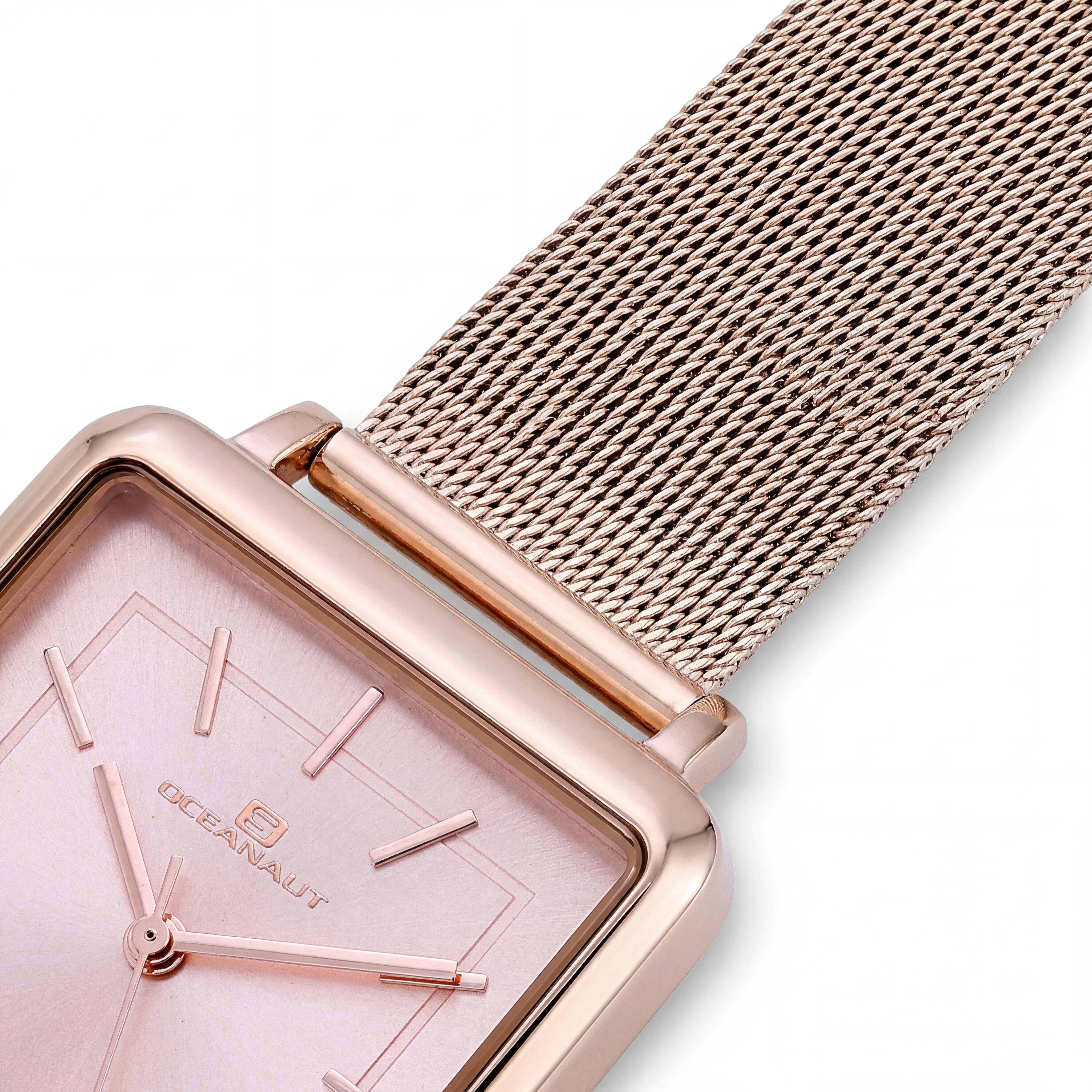 Reloj de cuarzo Oceanaut para mujer, acero inoxidable con esfera y pulsera de oro rosa, resistente al agua 30M, Photo 3