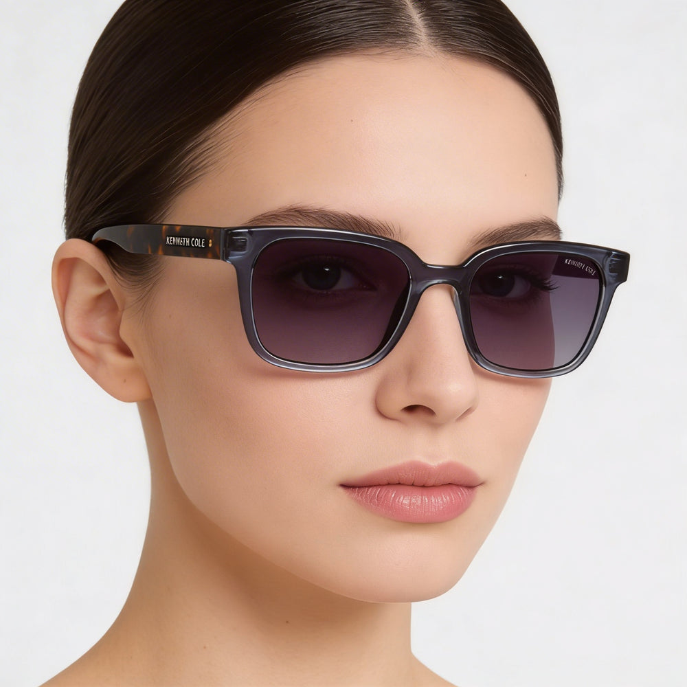 Gafas de sol de mujer de plástico azul brillante degradado Kenneth Cole New York Kc5190b, lentes degradadas humo, 51mm