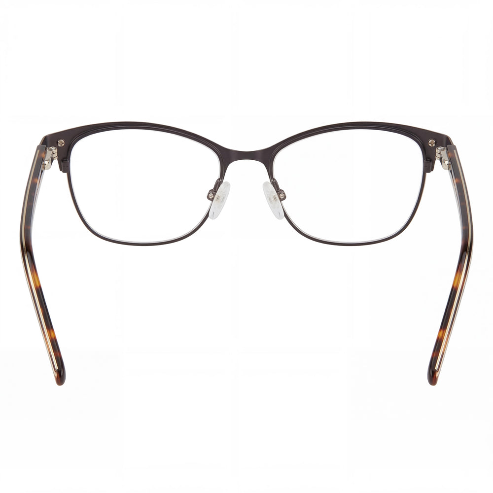 Lucky Brand D120 Women's Metal Full Rim Cat-Eye Eyeglasses Black Havana White 53mm