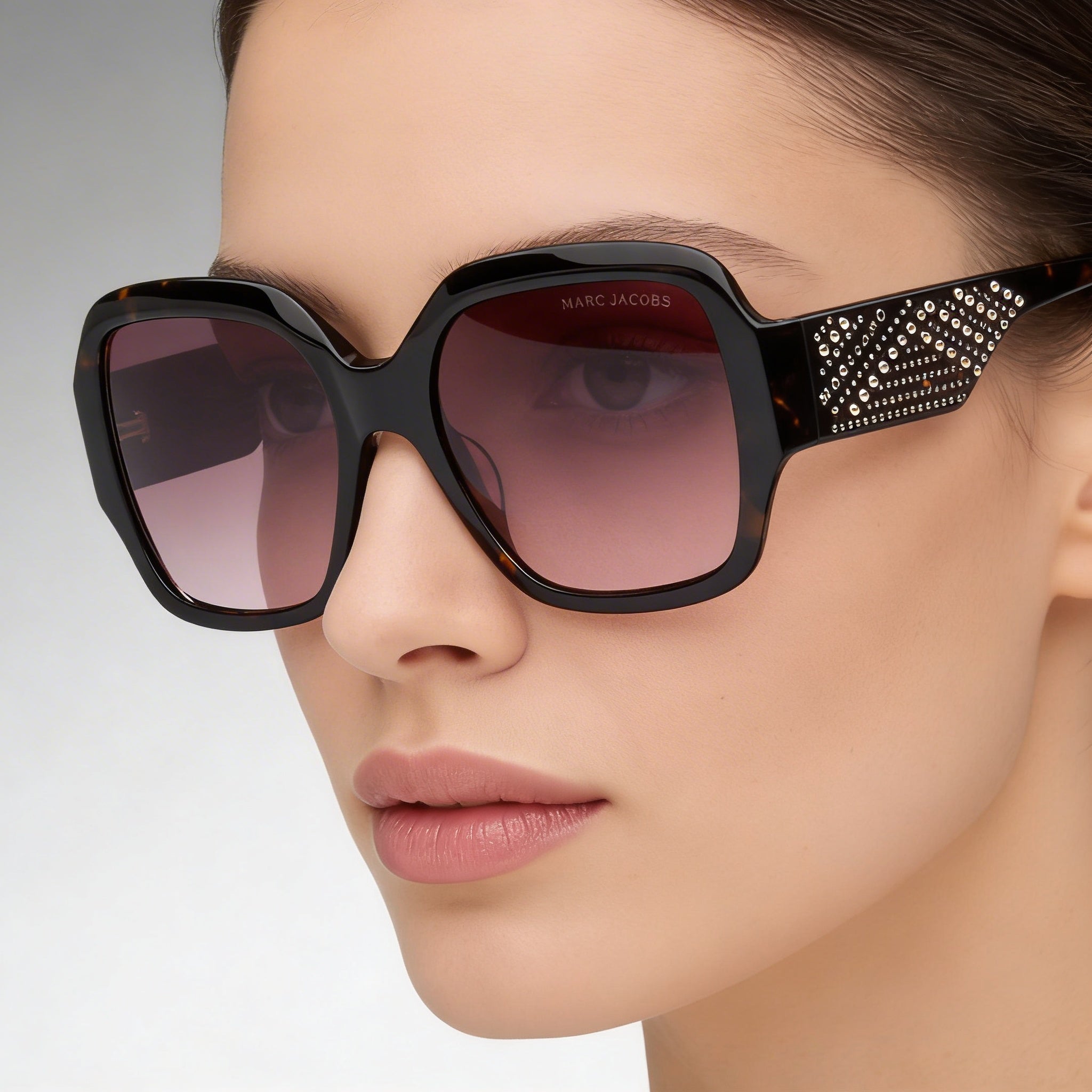 Guess by Marciano Classic Women's Plastic Dark Havana Frame Multicolor Lens Eyewear 56-19-140, Photo 4