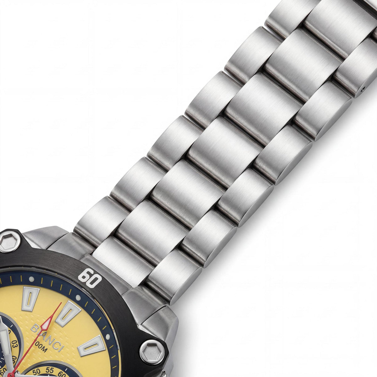 Roberto Bianci Men's Analog Chronograph Quartz Watch with Silver Stainless Steel Case & Bracelet, Yellow Dial, Photo 3