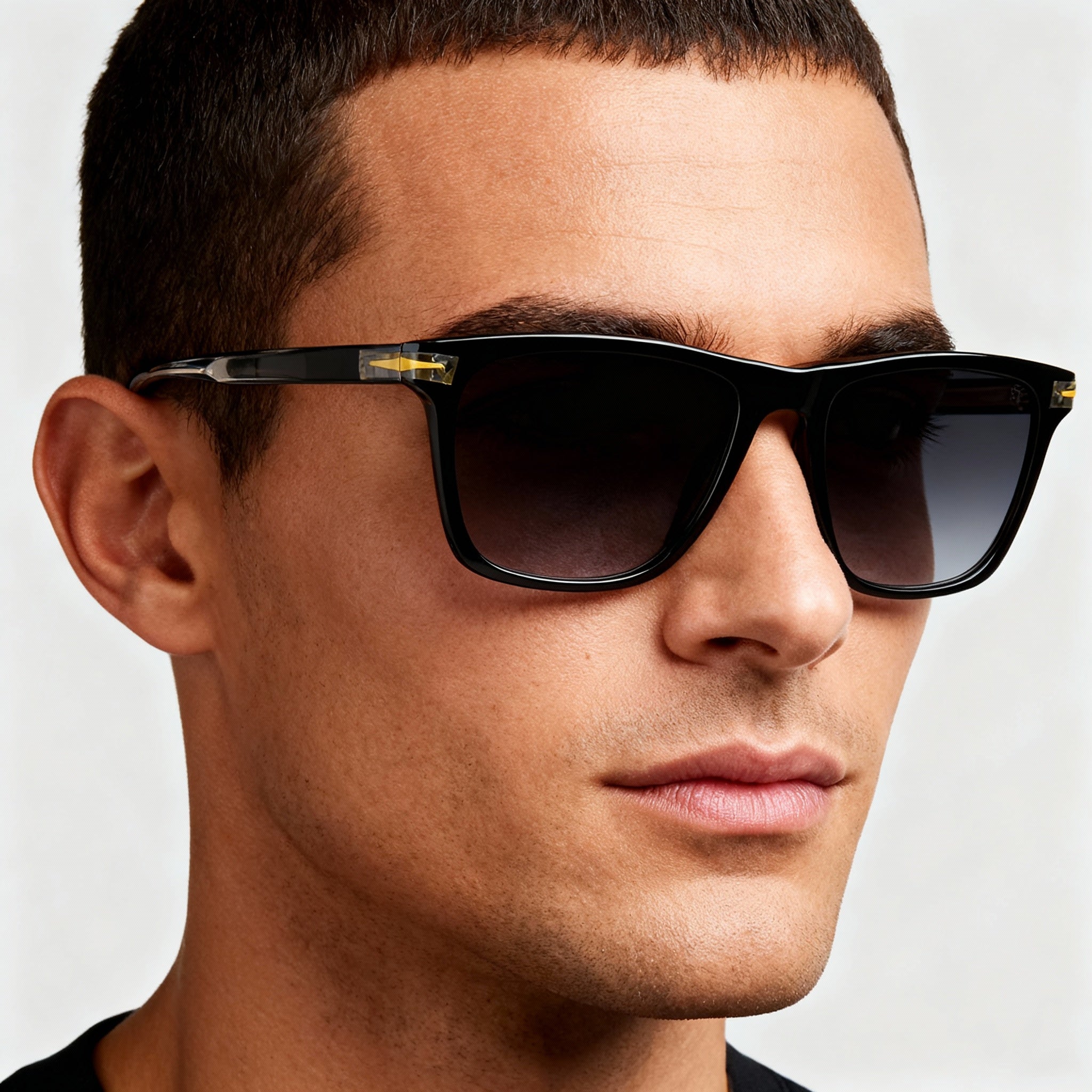 David Beckham DB 1092/S Unisex Rectangular Black Acetate Non-Polarized Gradient Sunglasses Dark Grey Shaded 55-17-145, Photo 5