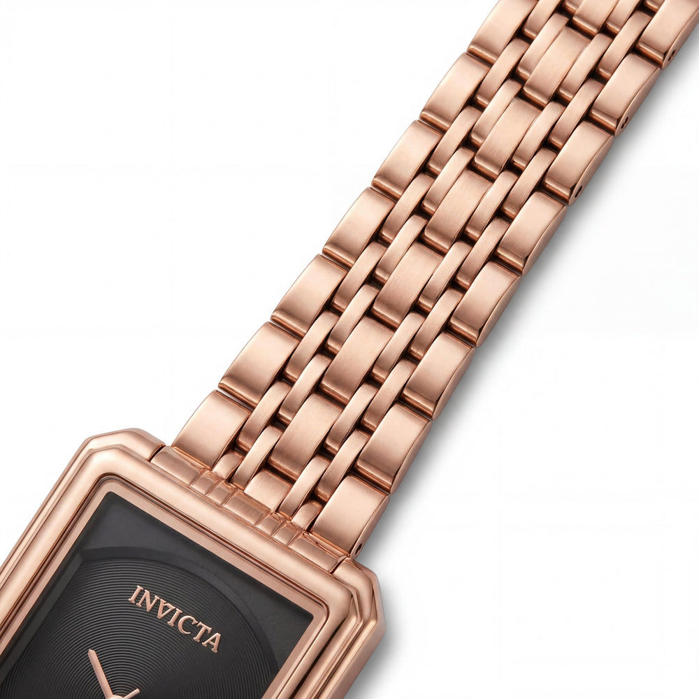 Invicta Wildflower 69328 Reloj de pulsera unisex de cuarzo de acero inoxidable chapado en oro rosa, caja de 26 mm con esfera gris