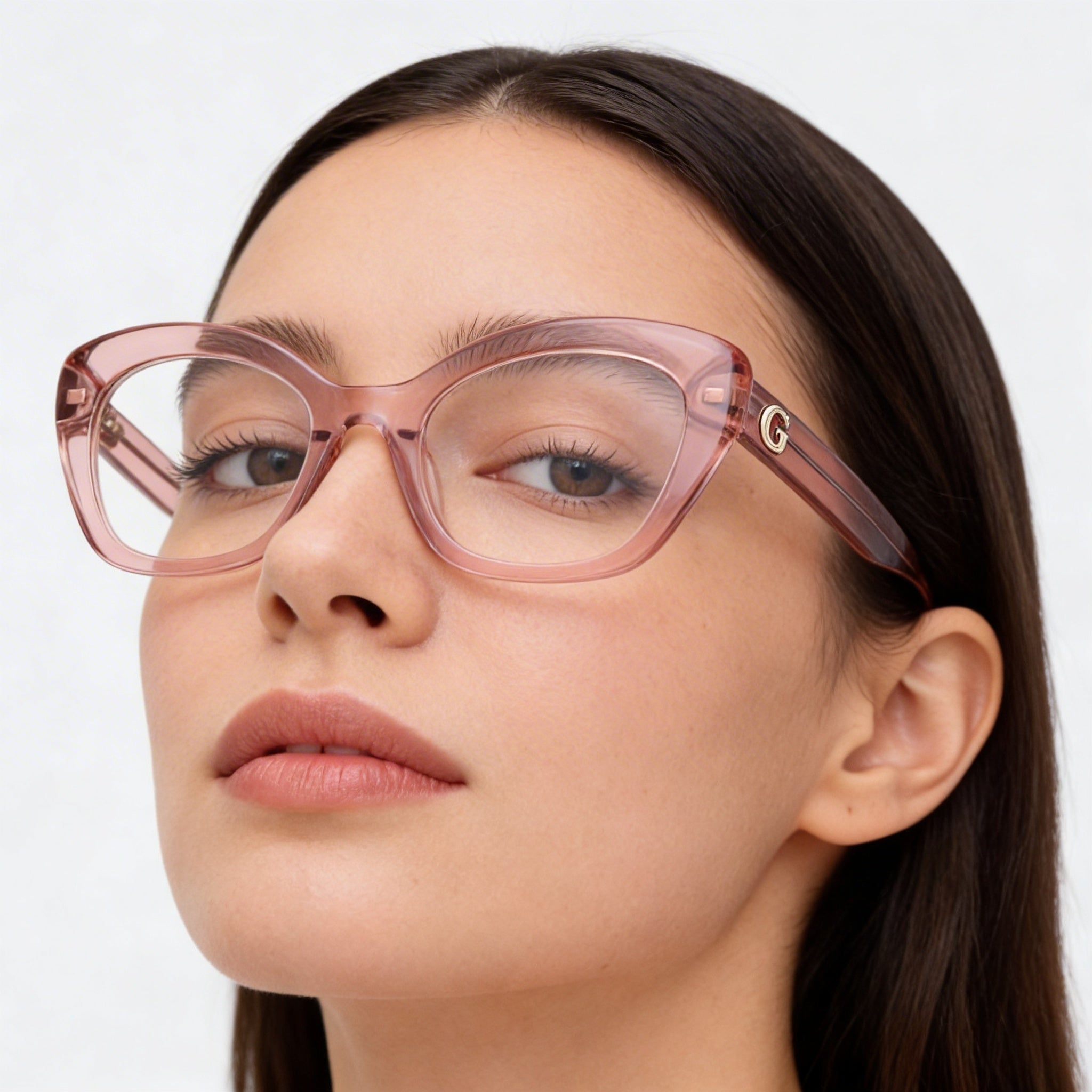 Gafas Guess Gu50225 para mujer con montura de plástico rosa claro y lentes de policarbonato no polarizadas, 51 mm de ancho de lente, Photo 5