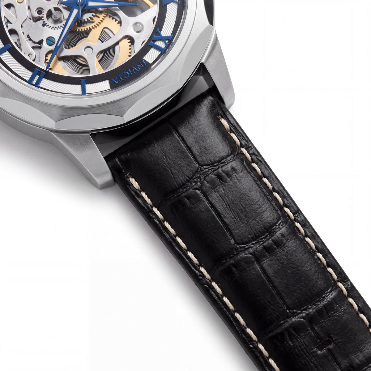 Invicta Objet D Art 69126 Unisex Automatic Stainless Steel 42mm Silver Dial Leather Strap 3 ATM Water Resistant Watch, Photo 3