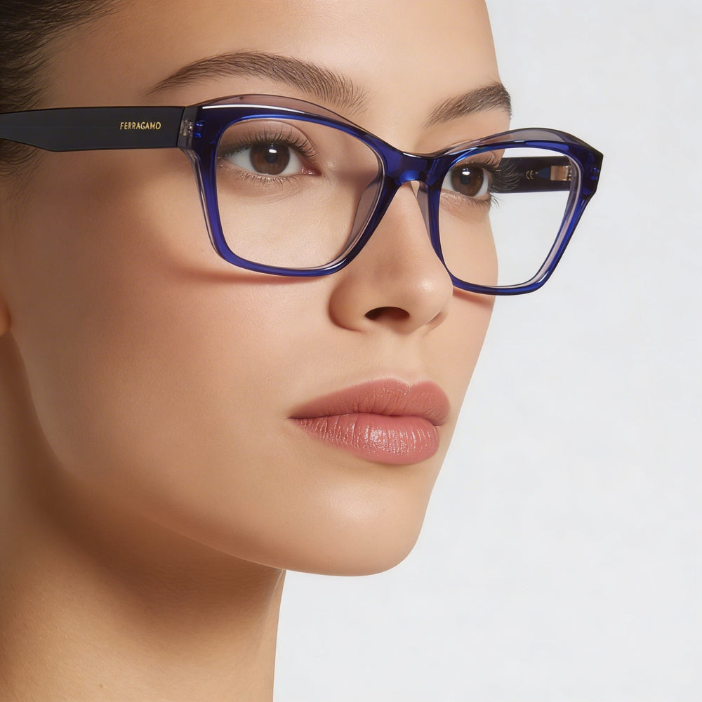 Salvatore Ferragamo Modern Women's Blue/Grey Acetate Eyewear 53mm