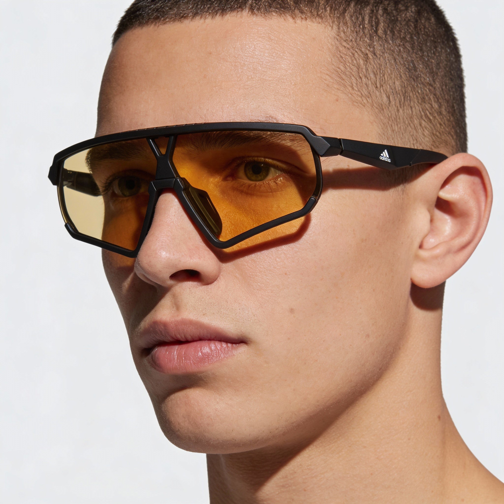 adidas Contemporaneo Sunglasses for Men Matte Black Plastic Shield Yellow Grey UV Protection 59, Photo 4