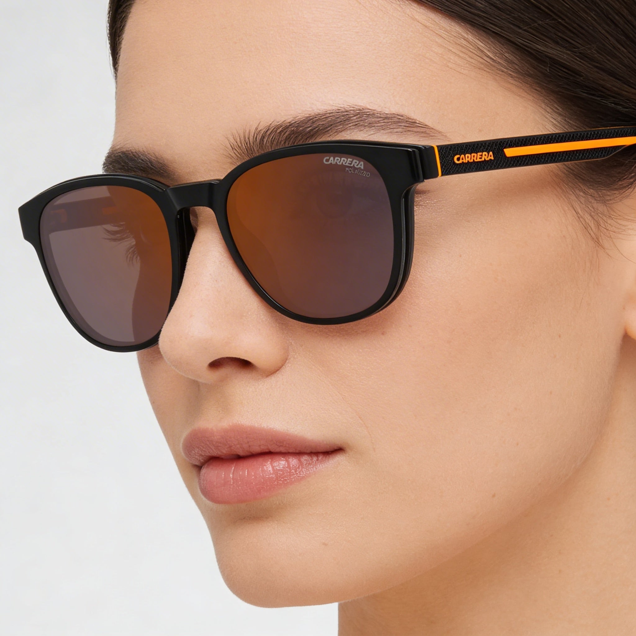 Carrera Gafas de sol de policarbonato negras y naranjas no polarizadas con protección UV de 51 mm para mujer, Photo 5