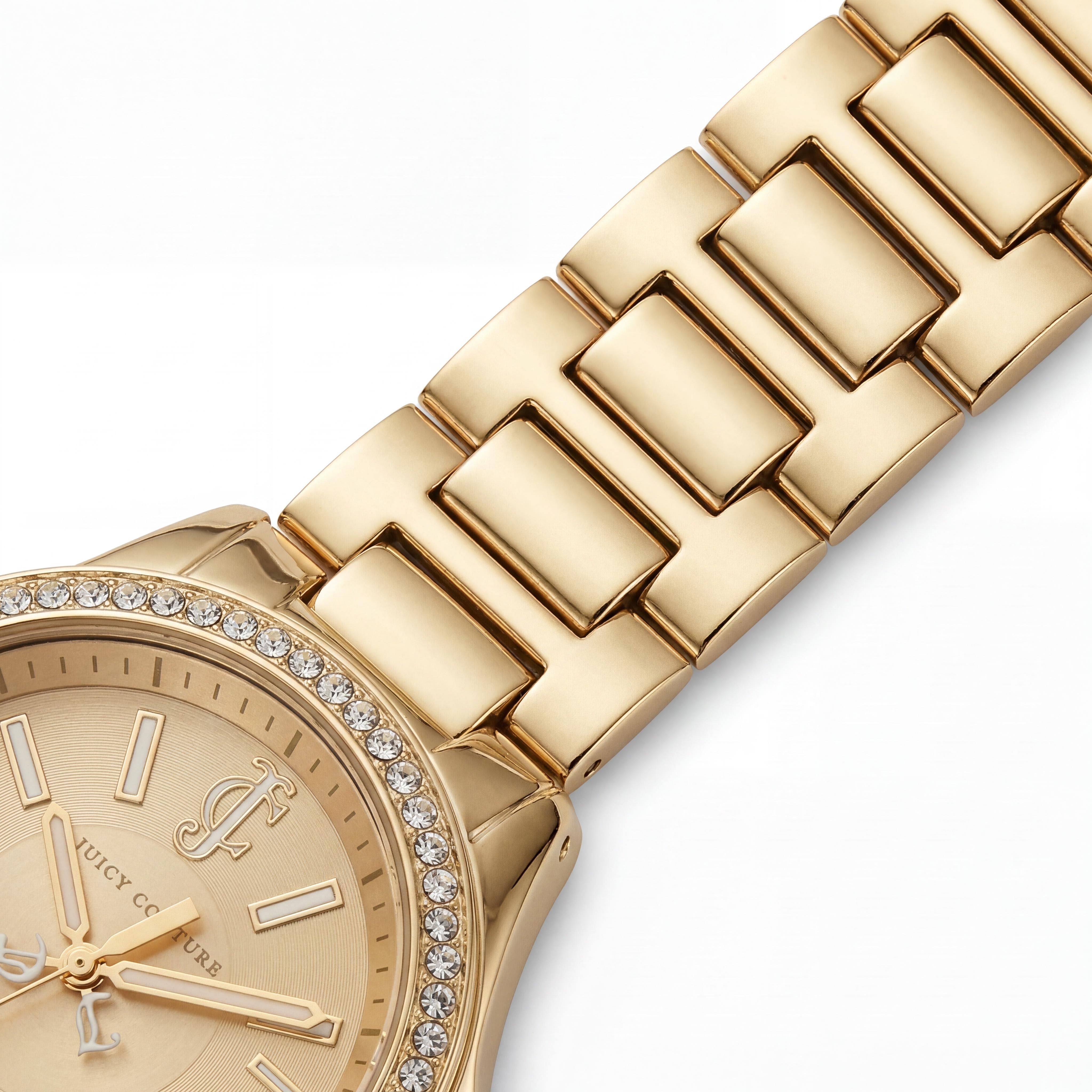 Reloj Juicy Couture para mujer, chapado en oro, acero inoxidable, pulsera, bisel de cristal Swarovski, resistente al agua, 38 mm, Photo 3