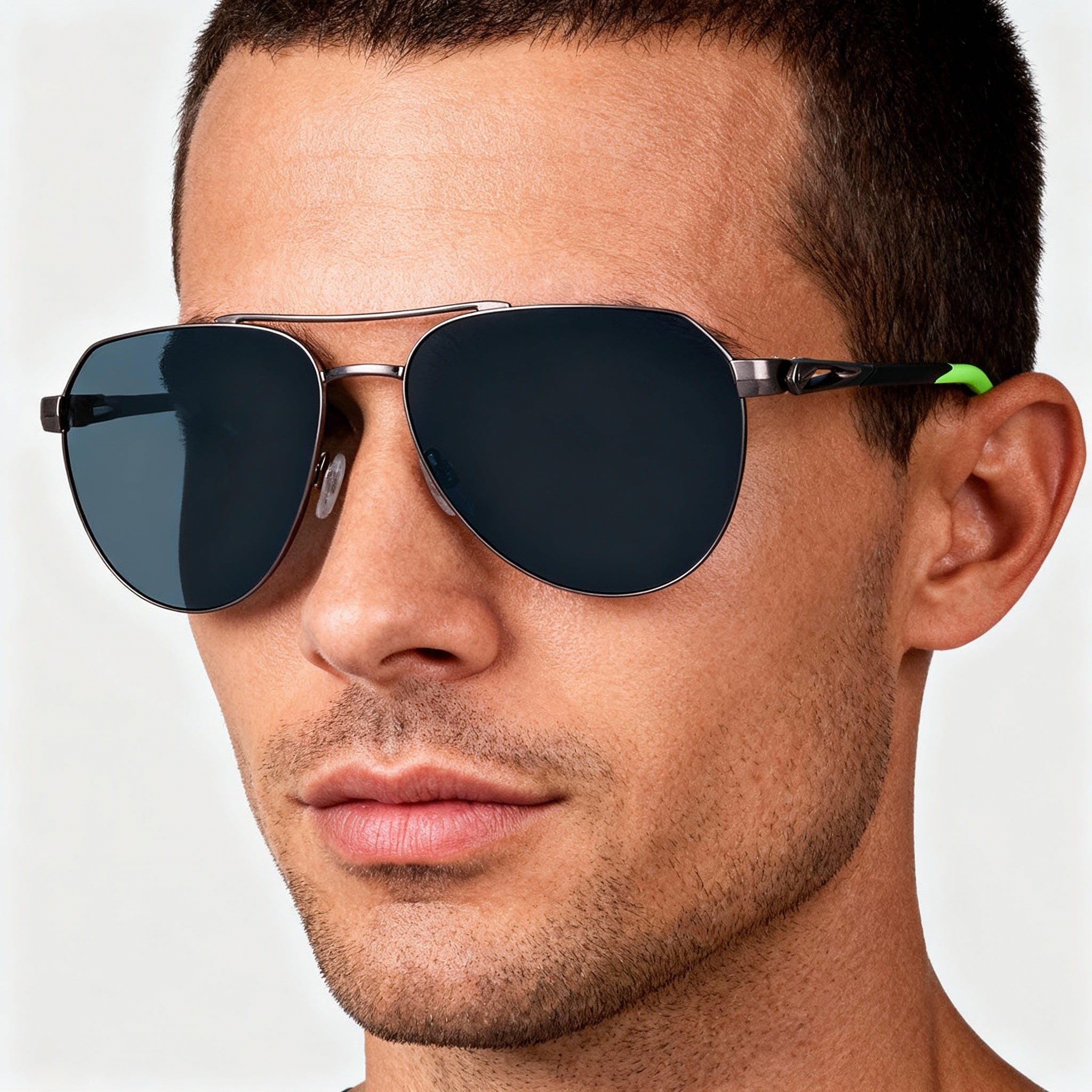 Nike Club Nine Unisex Satin Gunmetal Grey Metal Pilot Sunglasses with Grey Lens, 60-15-140mm, Photo 5