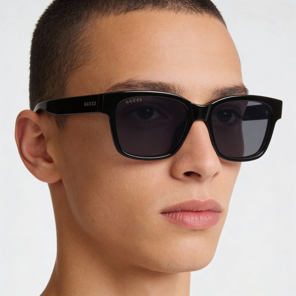 Gucci GG1716S Unisex Casual INJECTION Non-Polarized Black Grey Sunglasses 54mm