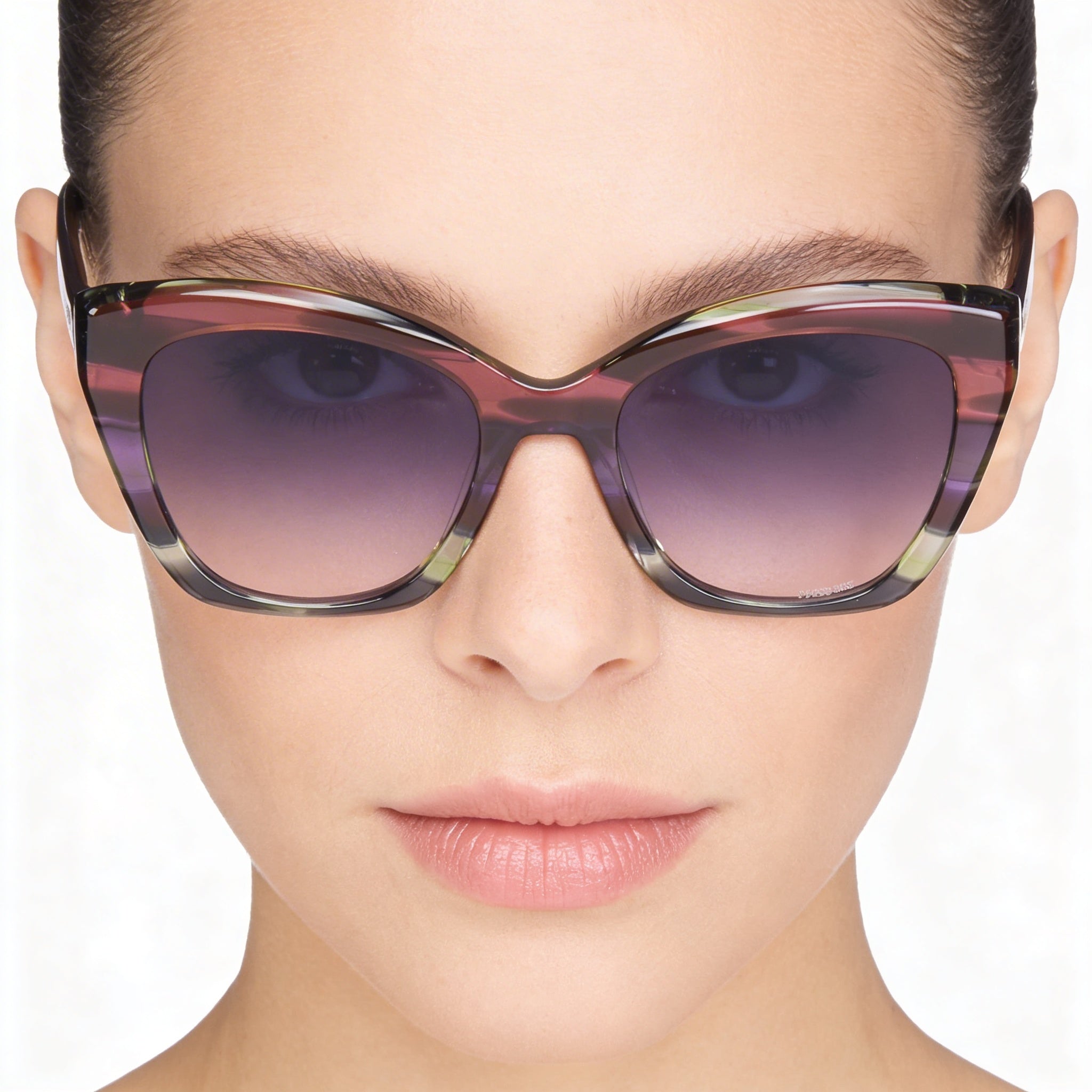 M Missoni Classic Women's Cat Eye Acetate UV Protection Sunglasses, Violet Brown Horn Gradient Purple, 54mm, Photo 5