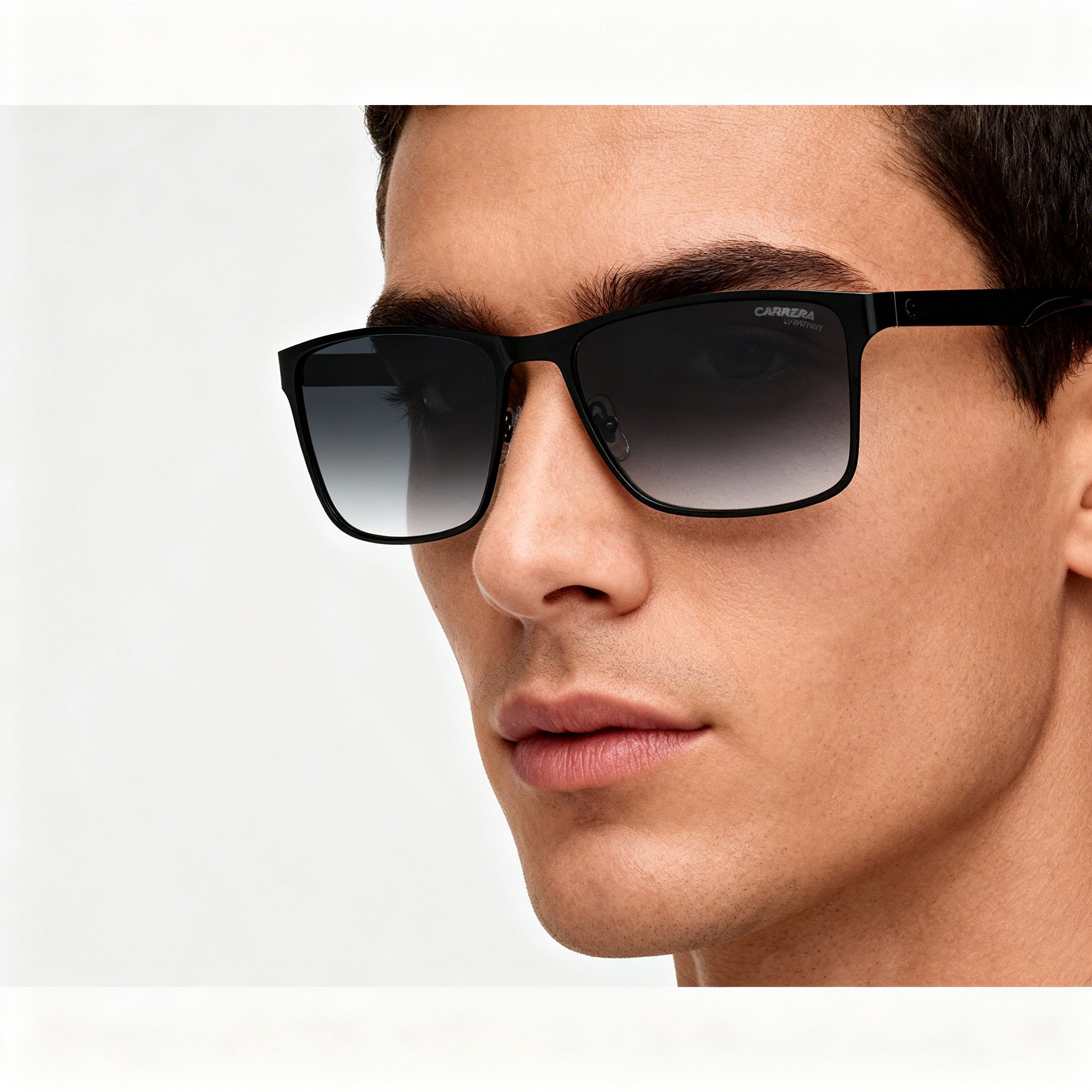 Carrera 2037t/S Unisex Rectangular Stainless Steel Non-Polarized Sunglasses, Black Frame, Dark Grey Shaded Lens, 55-16-145, Photo 5