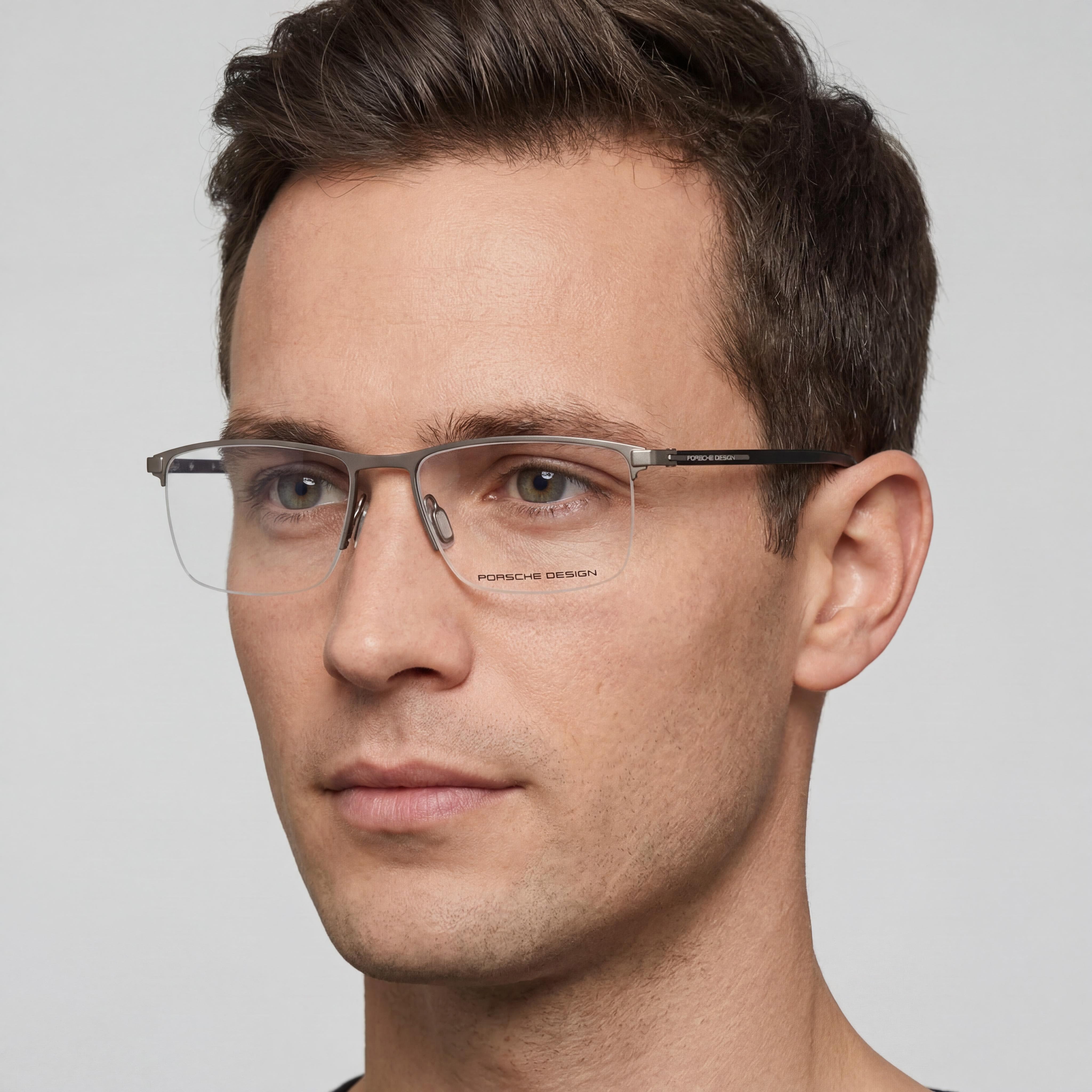 Gafas Porsche Design Modern P8371 Marrón Metal Semi al Aire Rectangulares con Protección UV para Hombre Talla 56-17-145mm, Photo 4