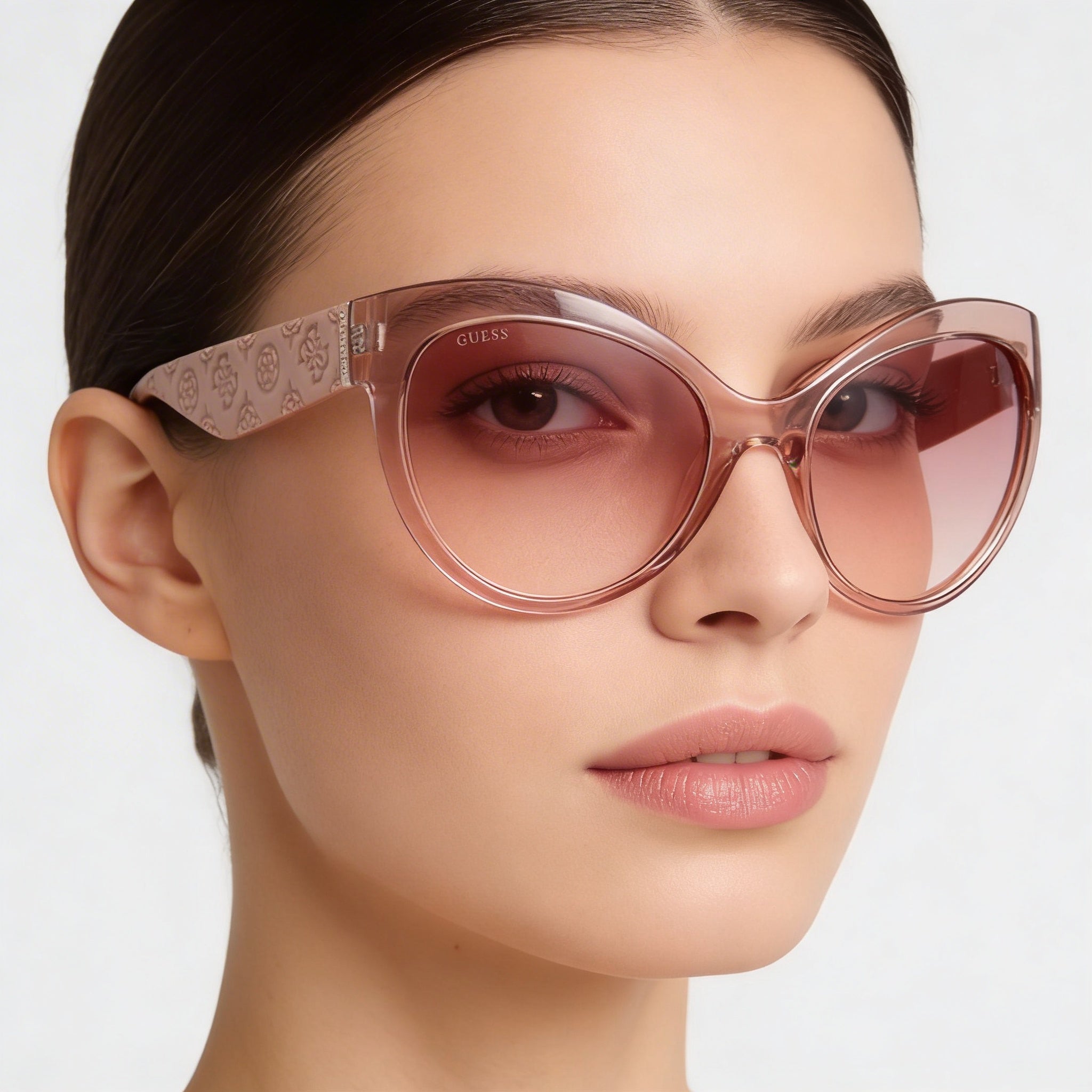 GUESS Gafas de sol de plástico Juliette Butterfly para mujer, lente marrón beige, 100 % protección UV, 61 mm, Photo 4