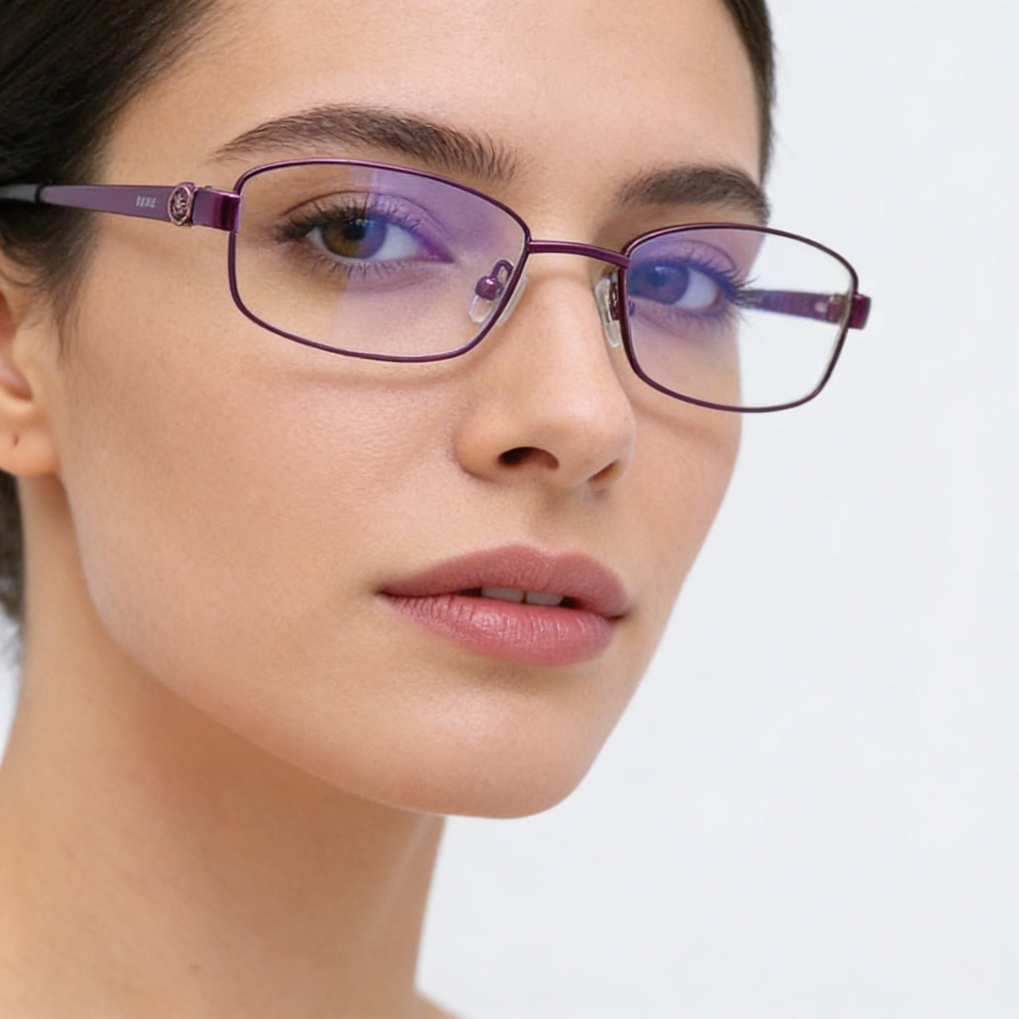 Guess Gu2524 Women's Metal Frame Eyeglasses in Matte Violet with Clear Polycarbonate Lenses, Size 49-18-135mm, Photo 4