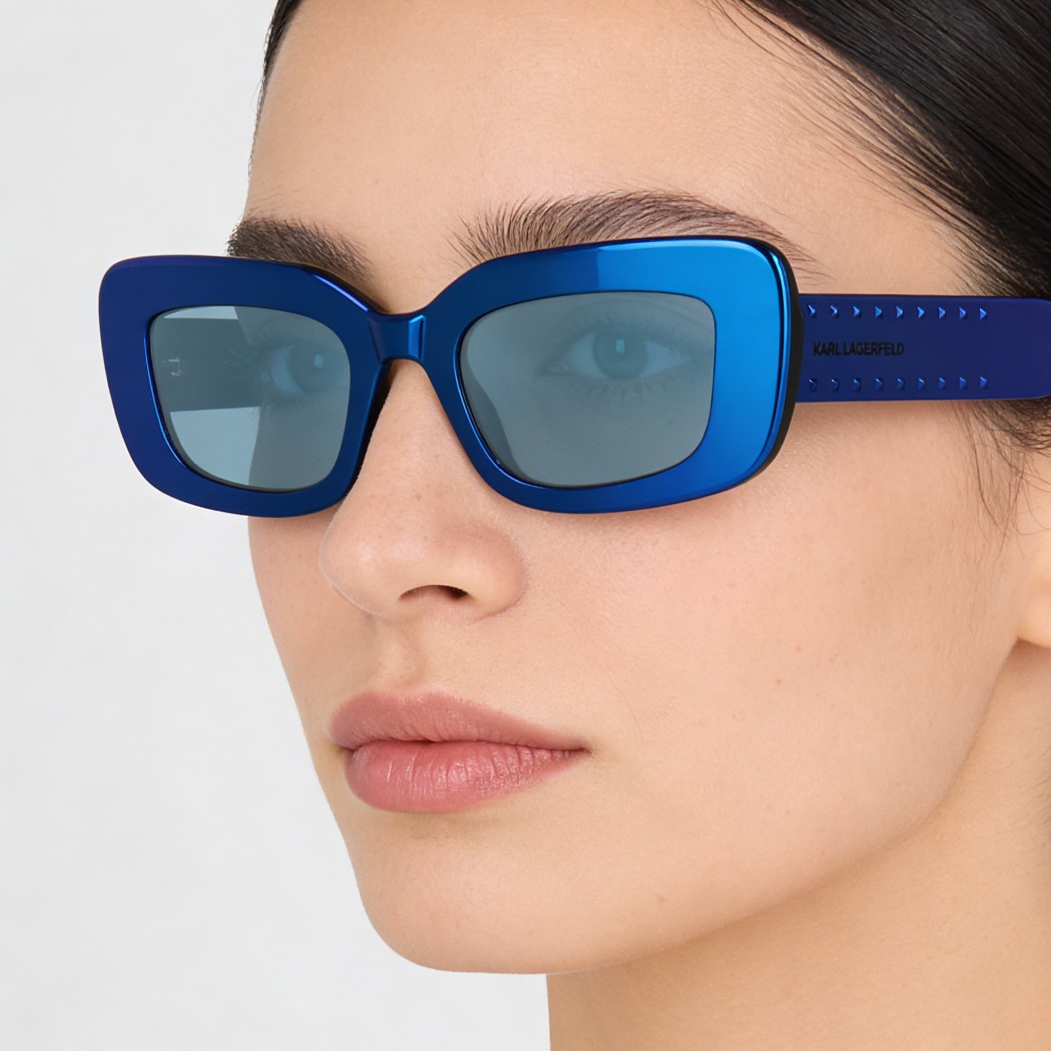 Karl Lagerfeld Kl6164s Women's Mirror Blue Bio-Injected Plastic UV Protection Sunglasses Size M, Photo 4