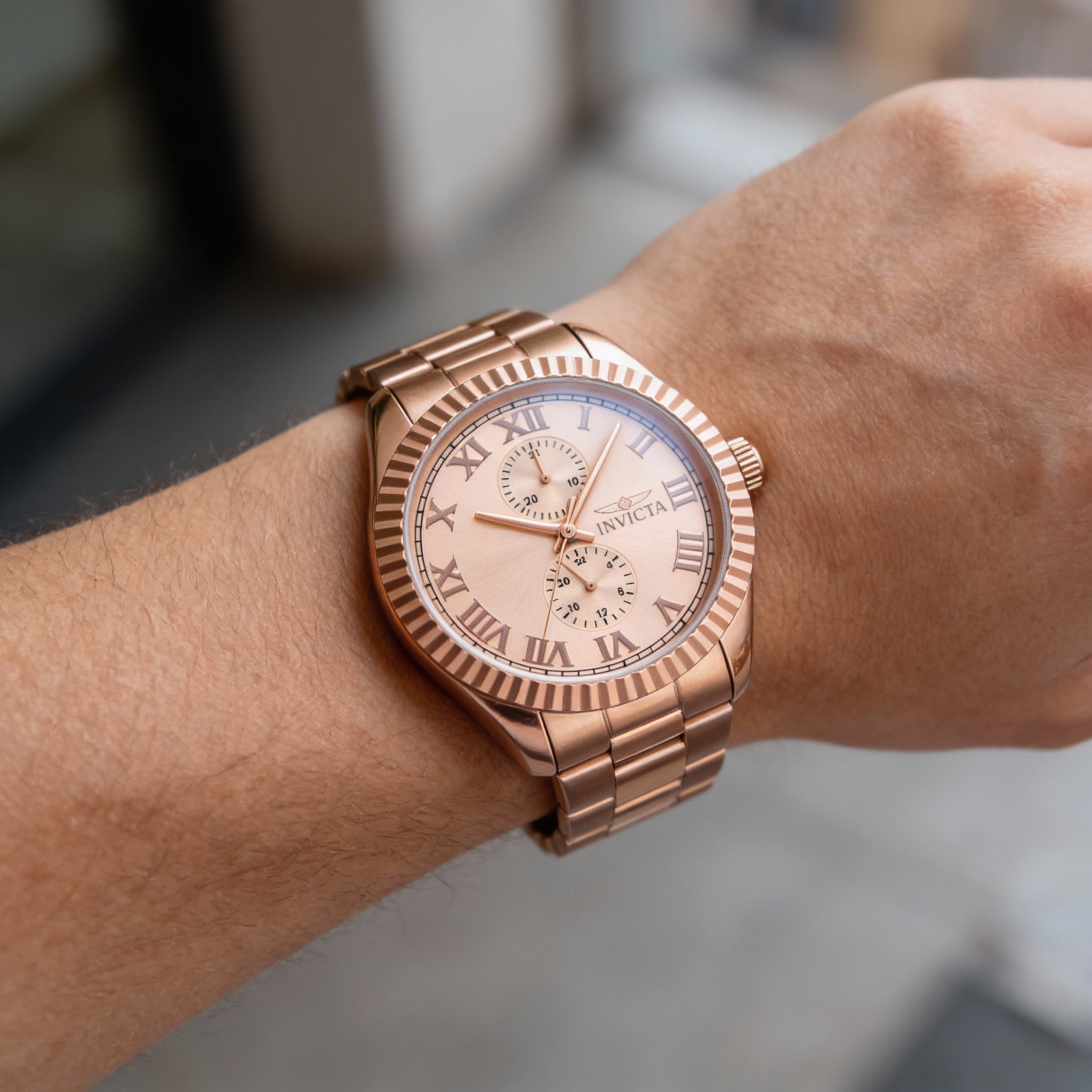Invicta 47433 Specialty Unisex Chronograph Rose Gold Case Dial Stainless Steel Bracelet Watch 43mm, Photo 2