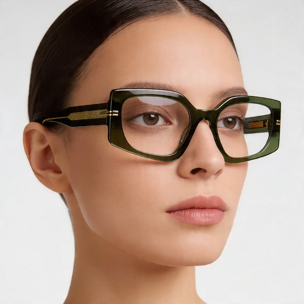 Marc Jacobs Classic Women's Eyeglasses with Green Plastic Frame and Multicolor Non-Polarized Polycarbonate Lenses, 53mm