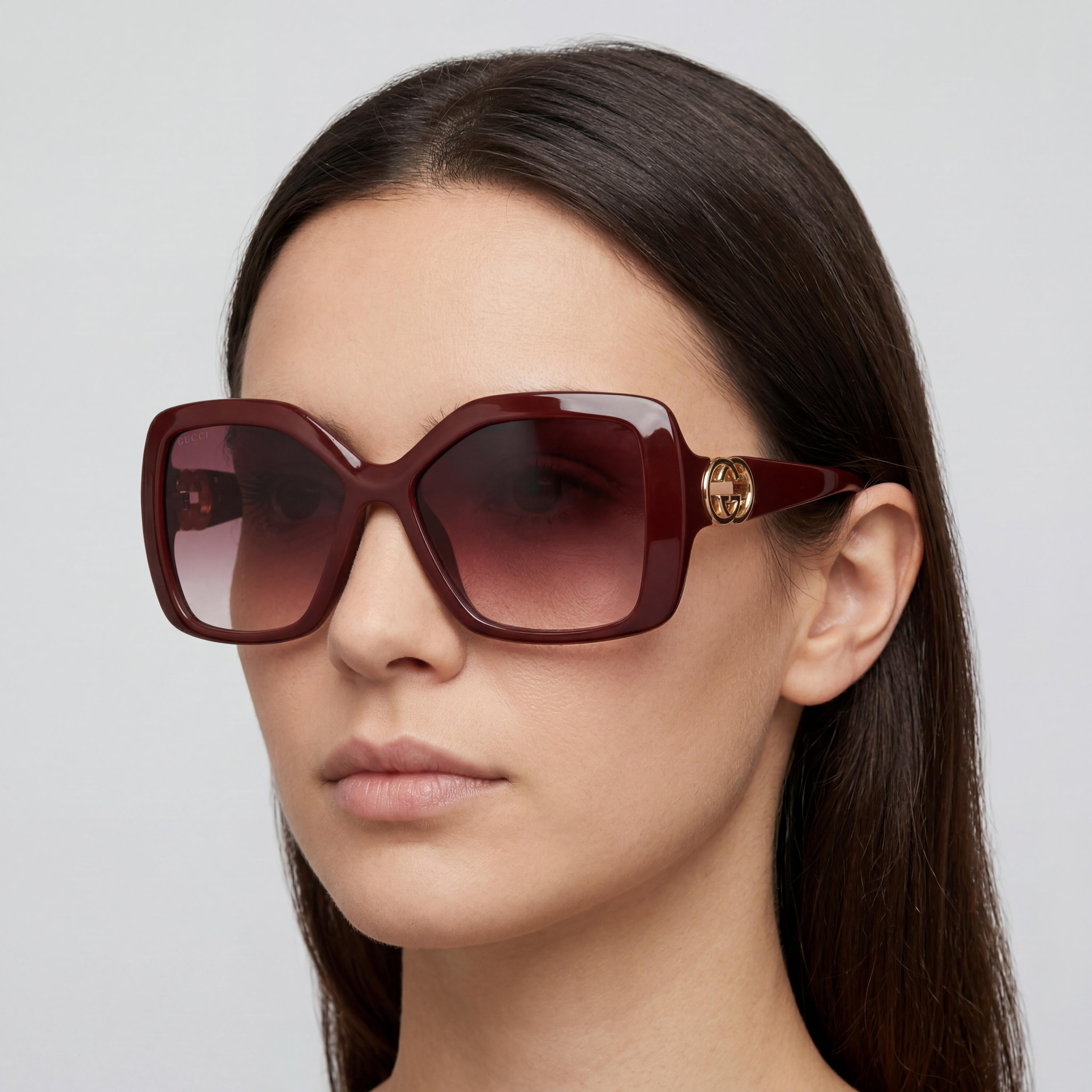 Gucci Modern GG2015S-002 Unisex Black Frame Black Lens Sunglasses, 18mm Bridge, 145mm Temple, Photo 5