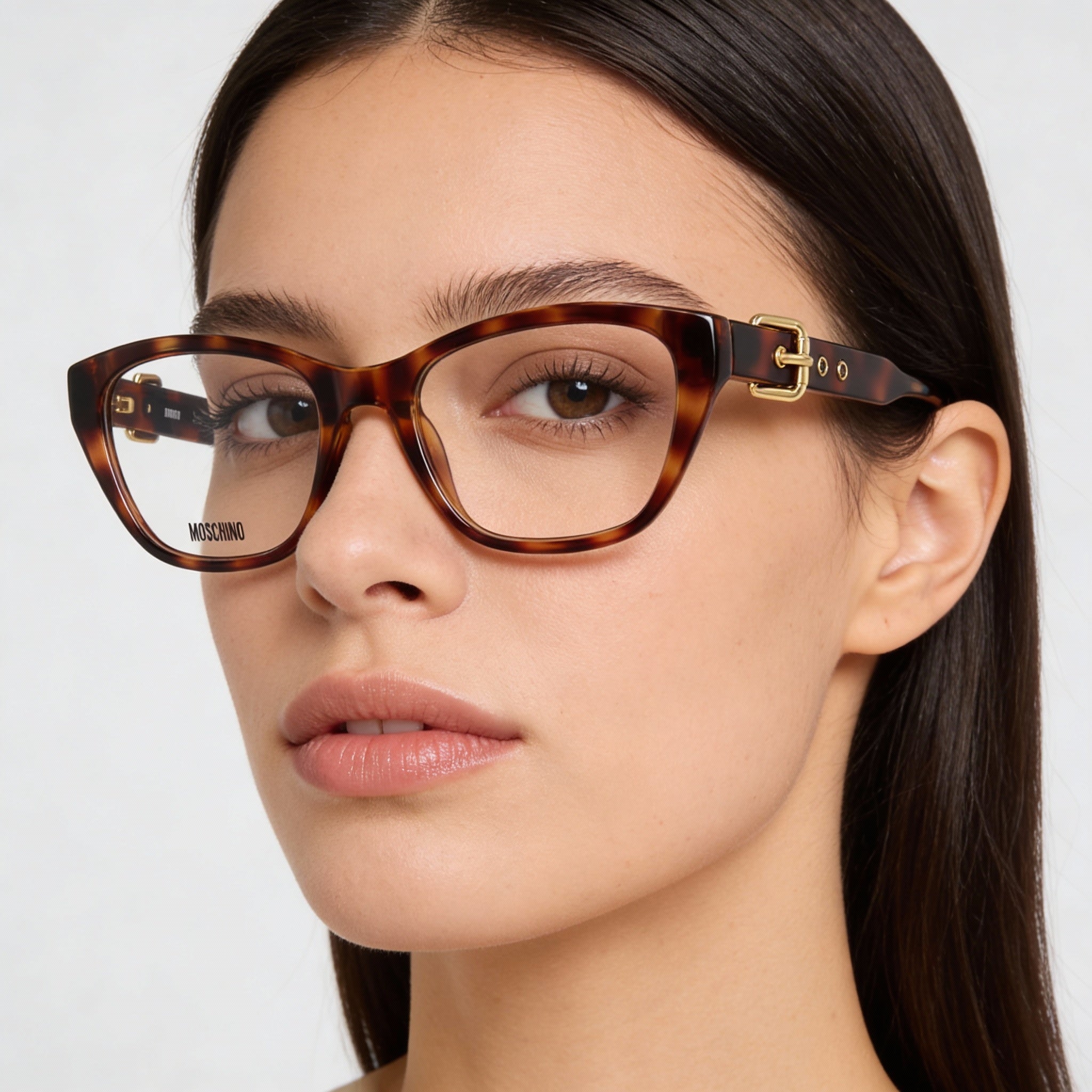 Moschino Modern Women's Havana Acetate Frame Eyewear with Non-Polarized Lenses, 51mm Lens Width, Photo 5