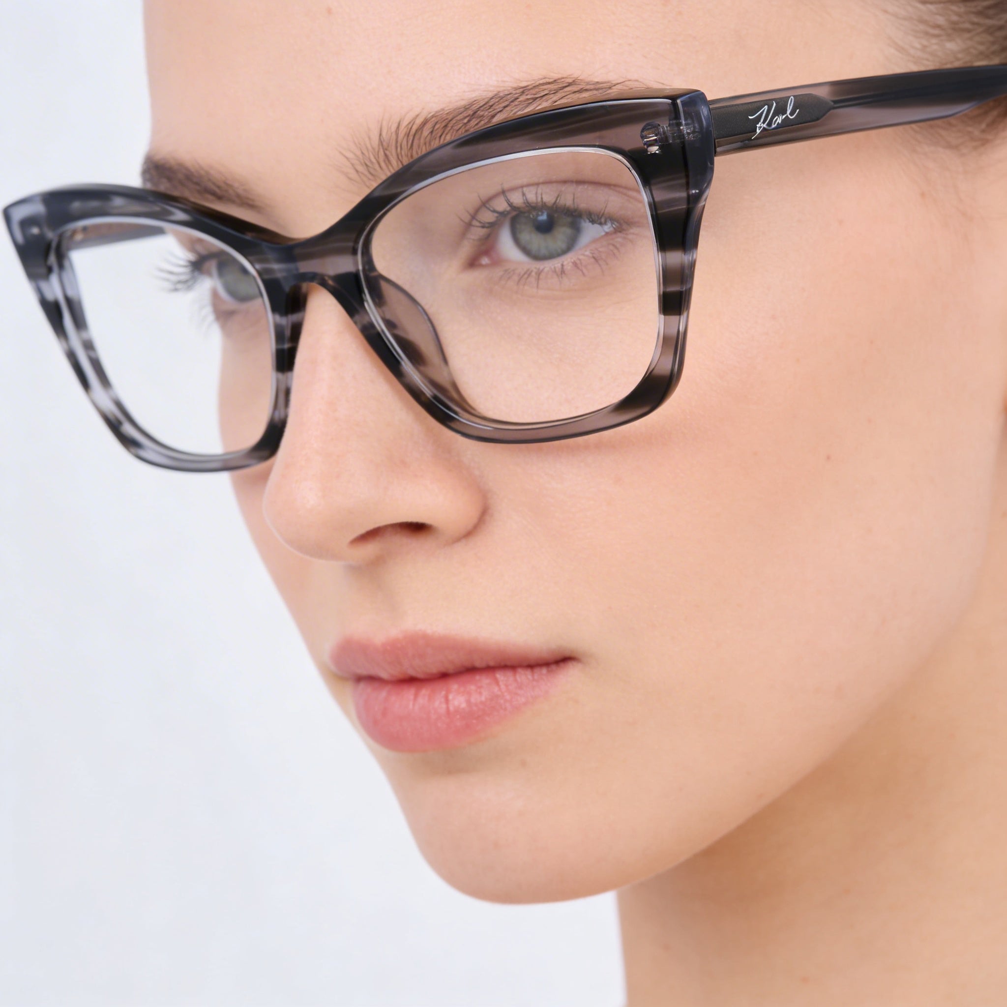 KARL LAGERFELD Modern Women's Acetate Striped Grey Eyewear 52mm, Photo 4