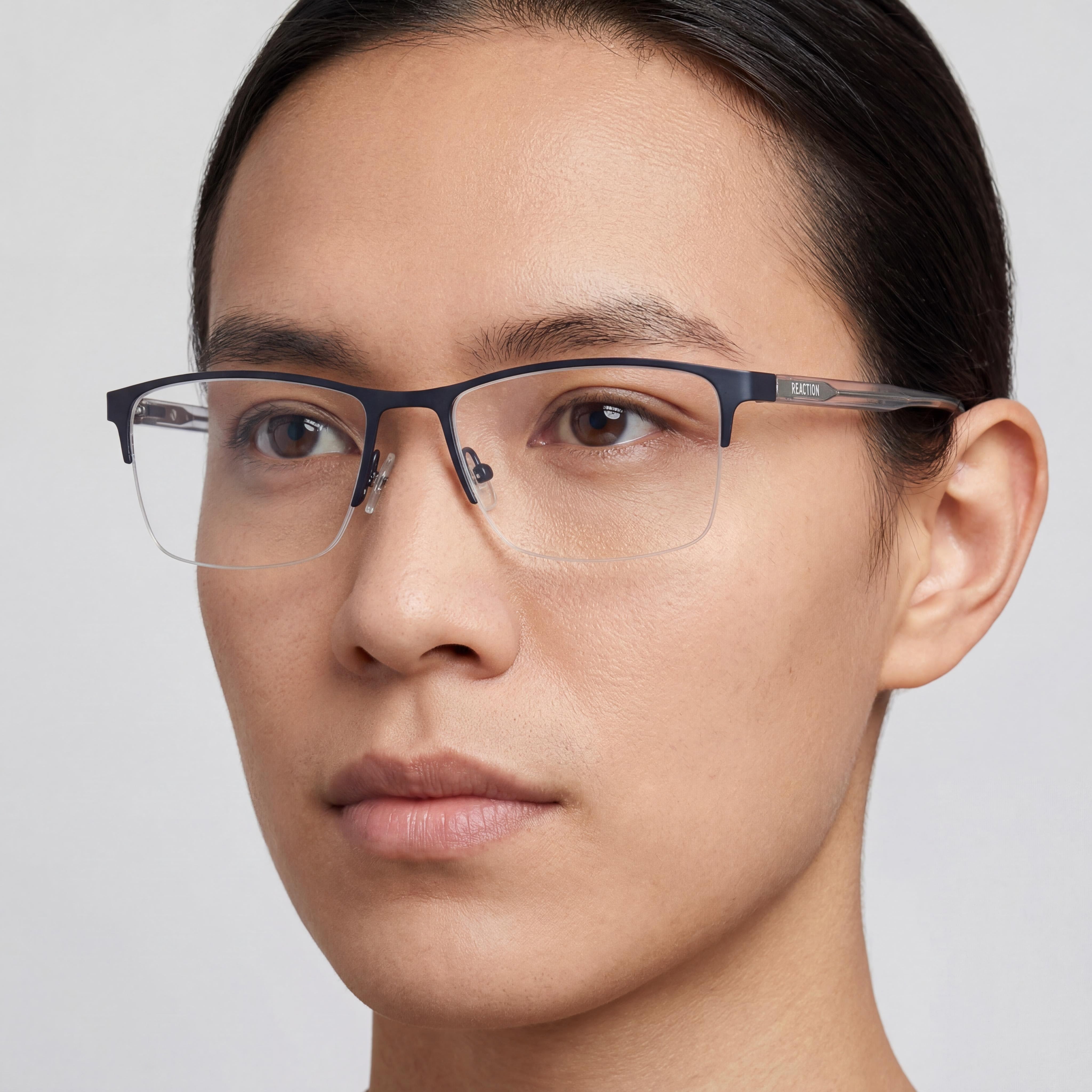 Kenneth Cole REACTION Rn50004 Unisex Matte Blue Non- Polycarbonate Eyewear with 55-17-145 Size, Photo 4